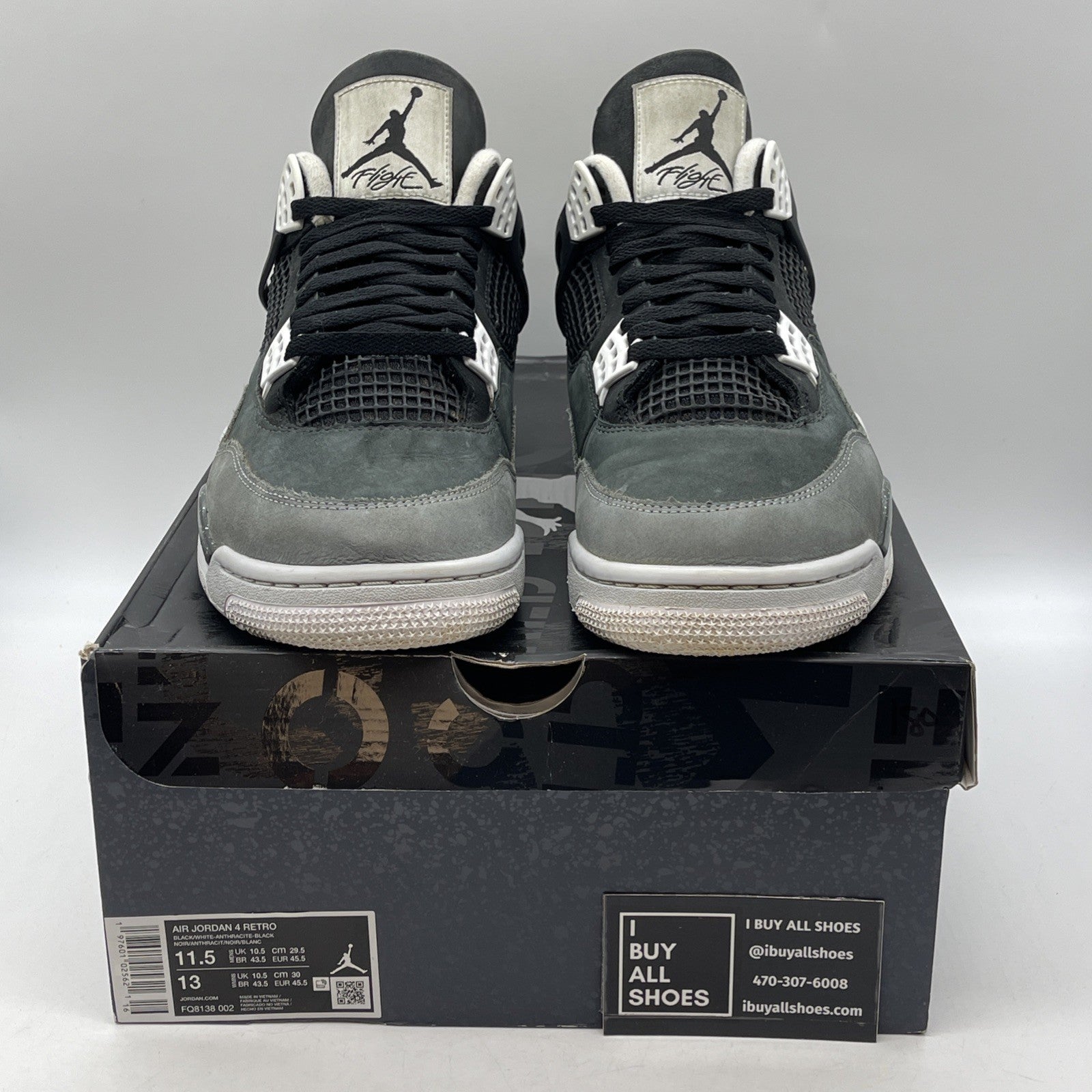 Size 11.5 - Air Jordan 4 Retro 2024 Fear Grey Black Suede (FQ8138-002)