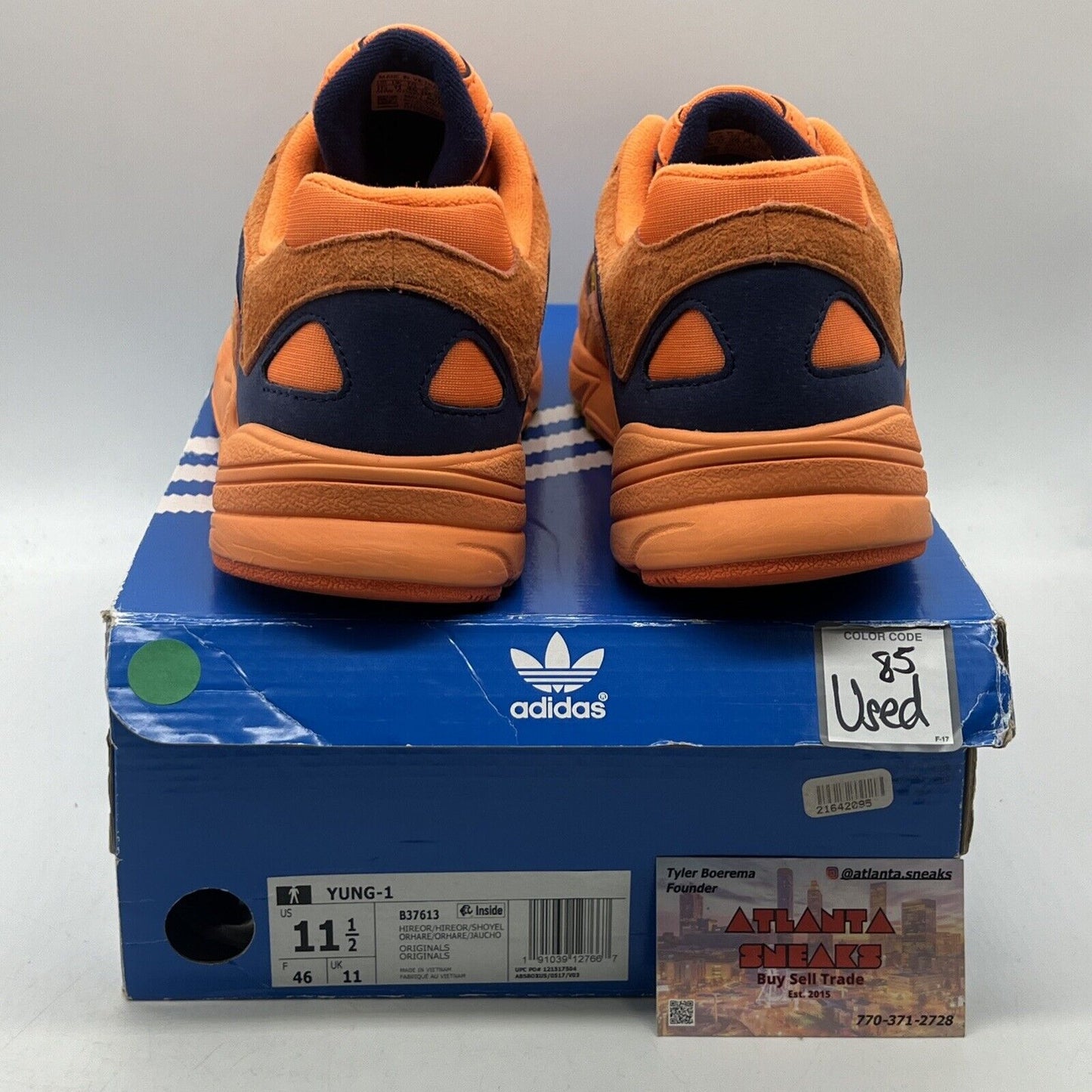 Size 11.5 - adidas Yung-1 Hi-Res Orange Navy Suede Yellow (B37613)