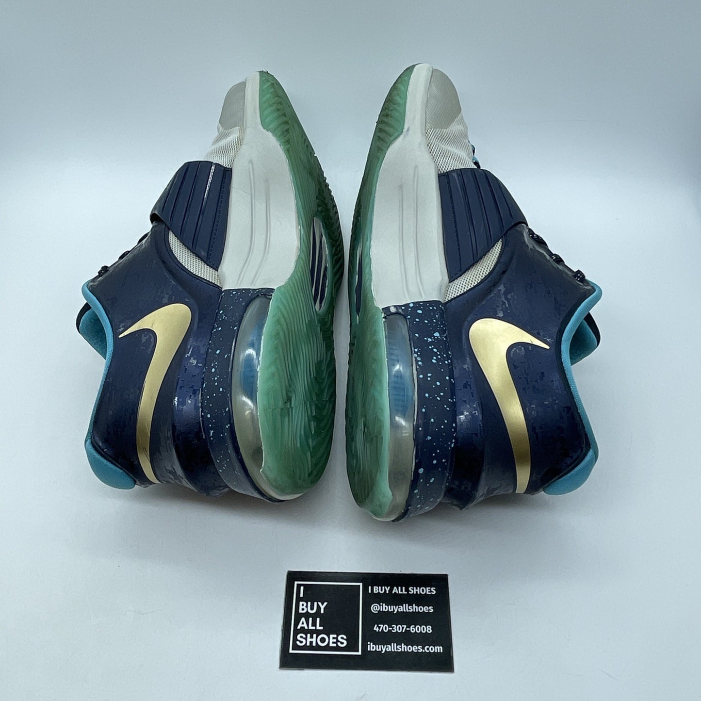 Size 13 - Nike KD 7 EYBL Blue Grey Gold Suede Leather - (745957-474)