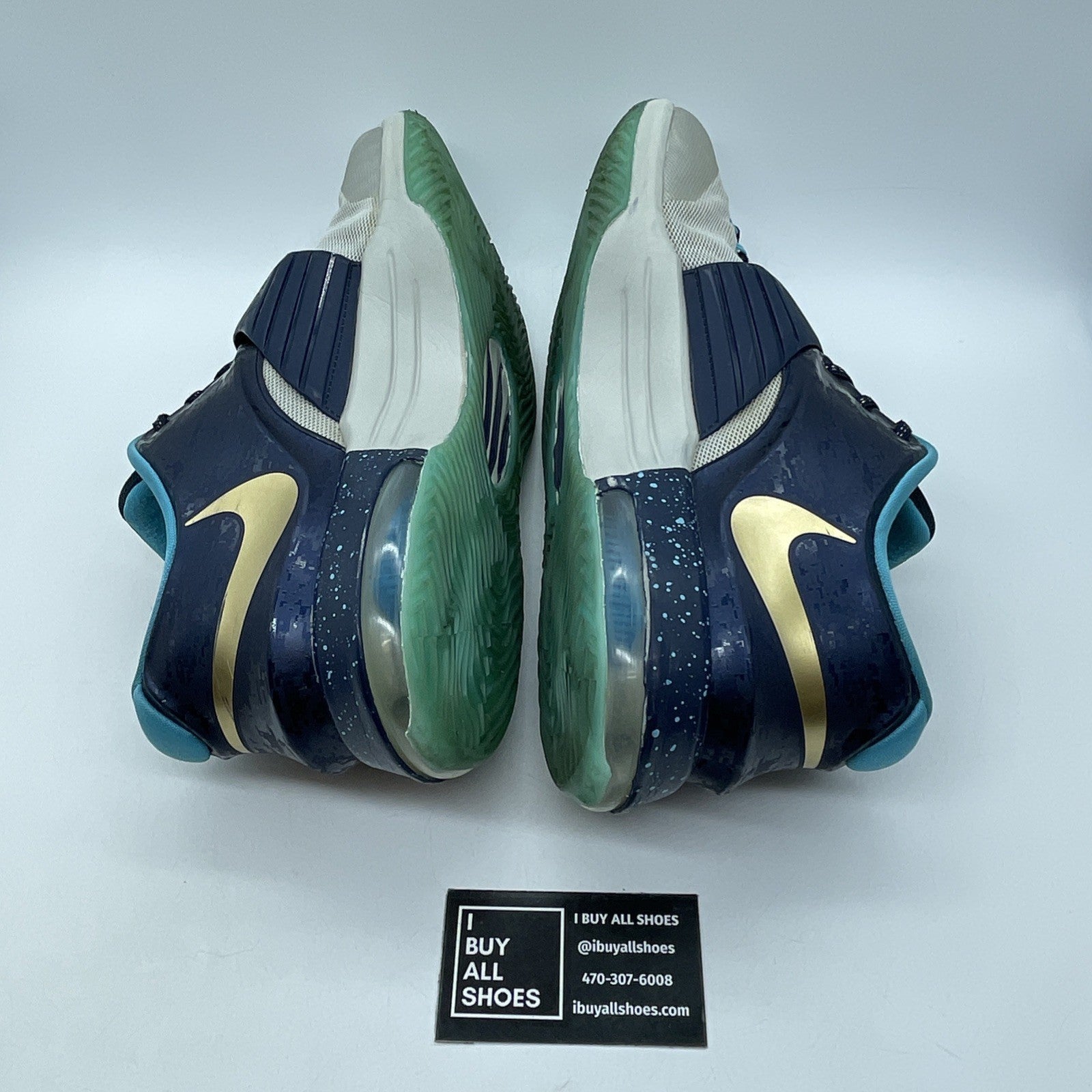 Size 13 - Nike KD 7 EYBL Blue Grey Gold Suede Leather - (745957-474)