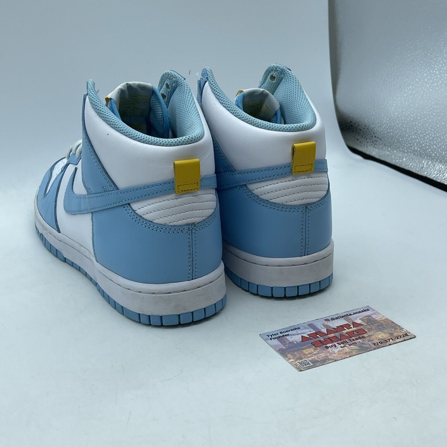 Size 9.5 - Nike Dunk High Blue Chill White Yellow Leather (DD1399-401)