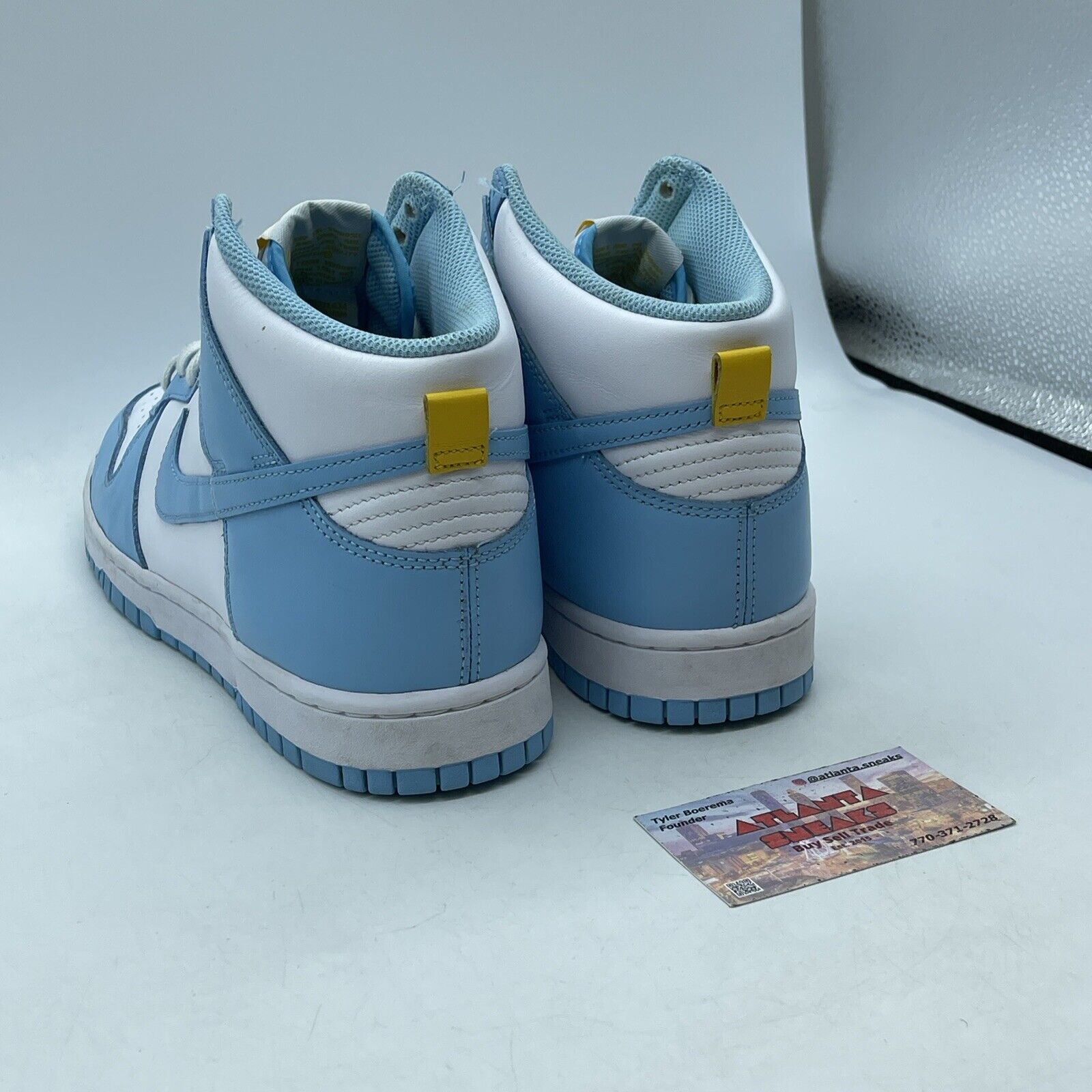 Size 9.5 - Nike Dunk High Blue Chill White Yellow Leather (DD1399-401)