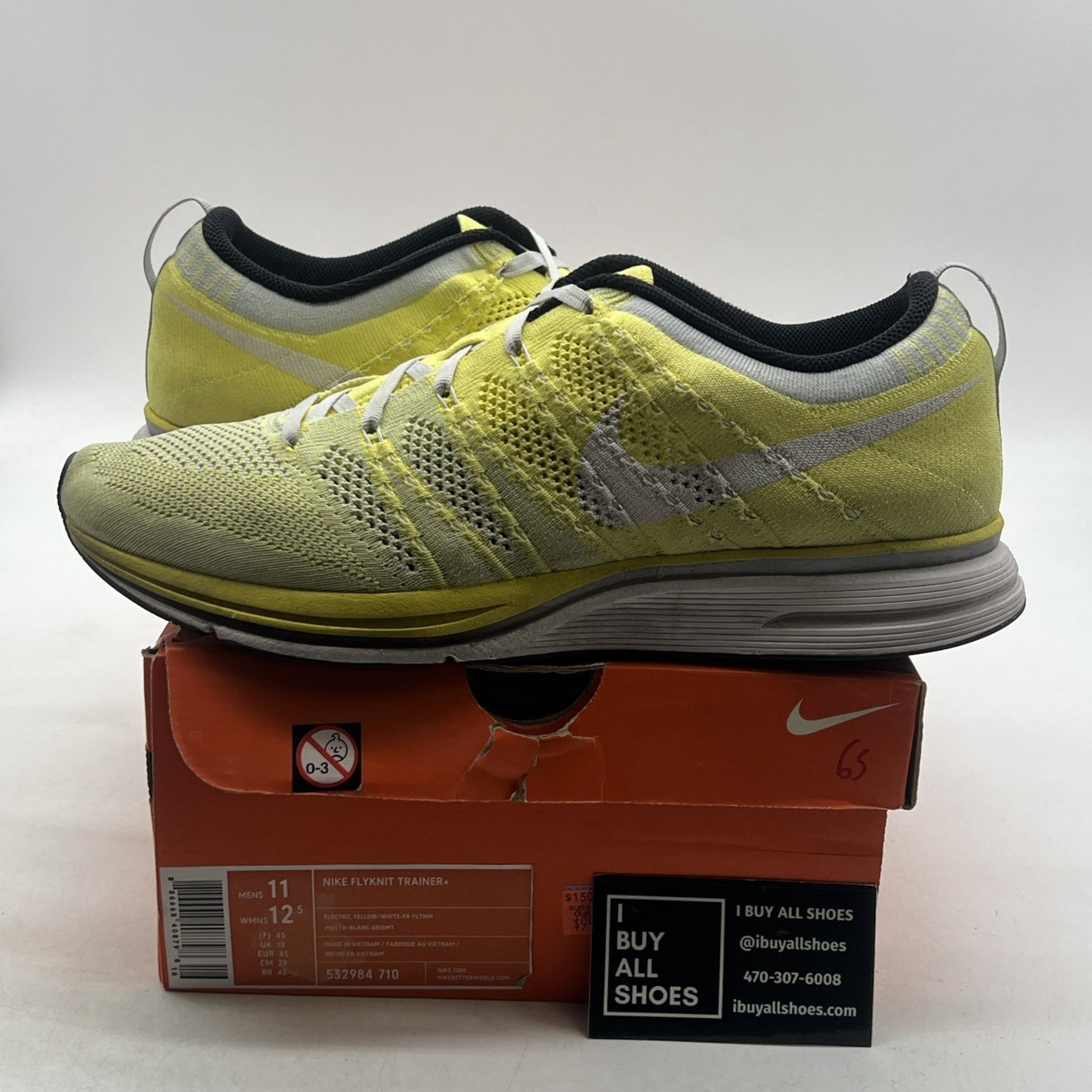 Size 11 - Nike Flyknit Trainer+ Yellow (532984-710)