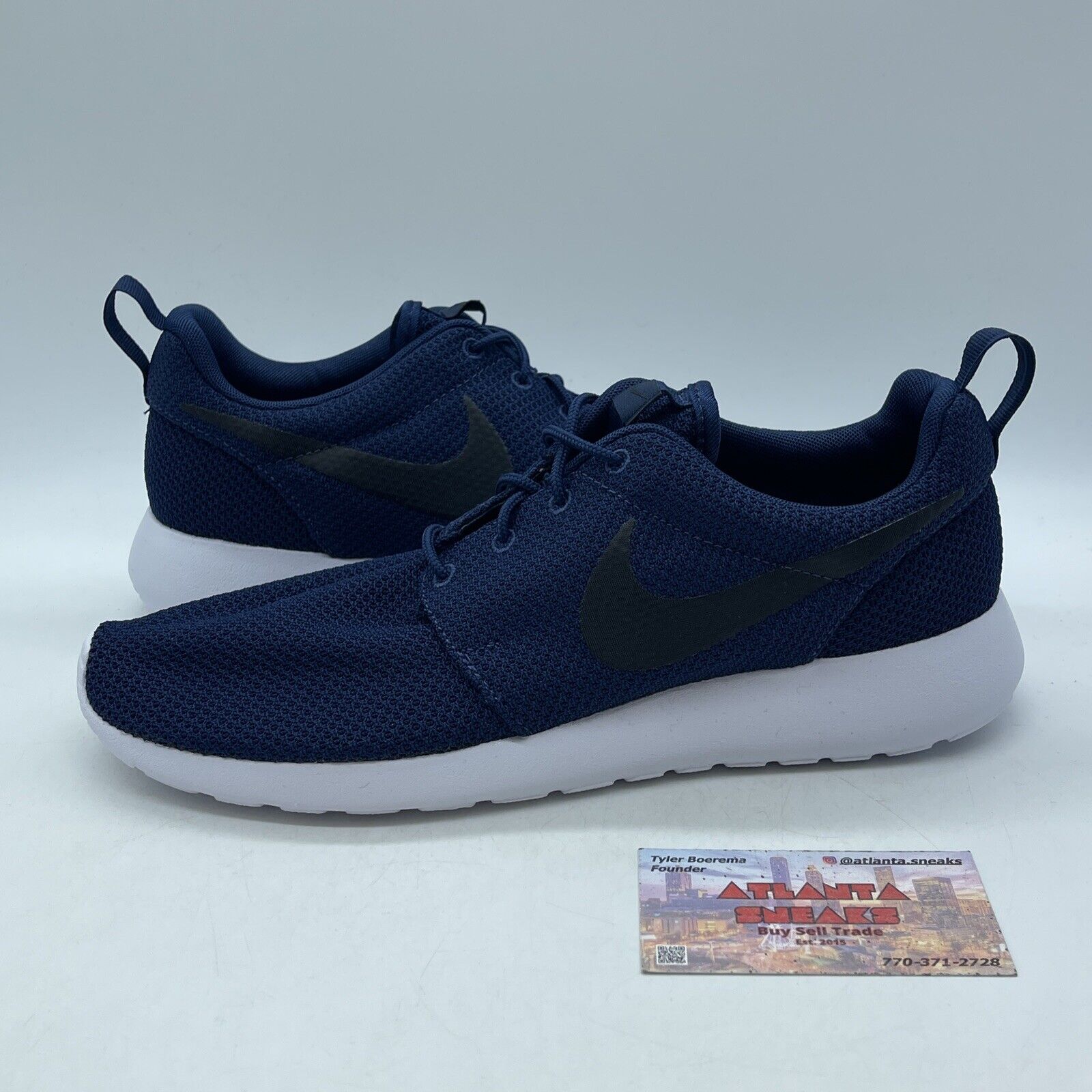 Size 9 - Nike Roshe Run Midnight Navy Black White Suede (511881-405)