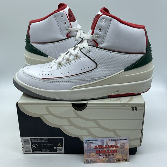 Size 8.5 - Air Jordan 2 Retro Origins Red Green White Leather (DR8884-101)