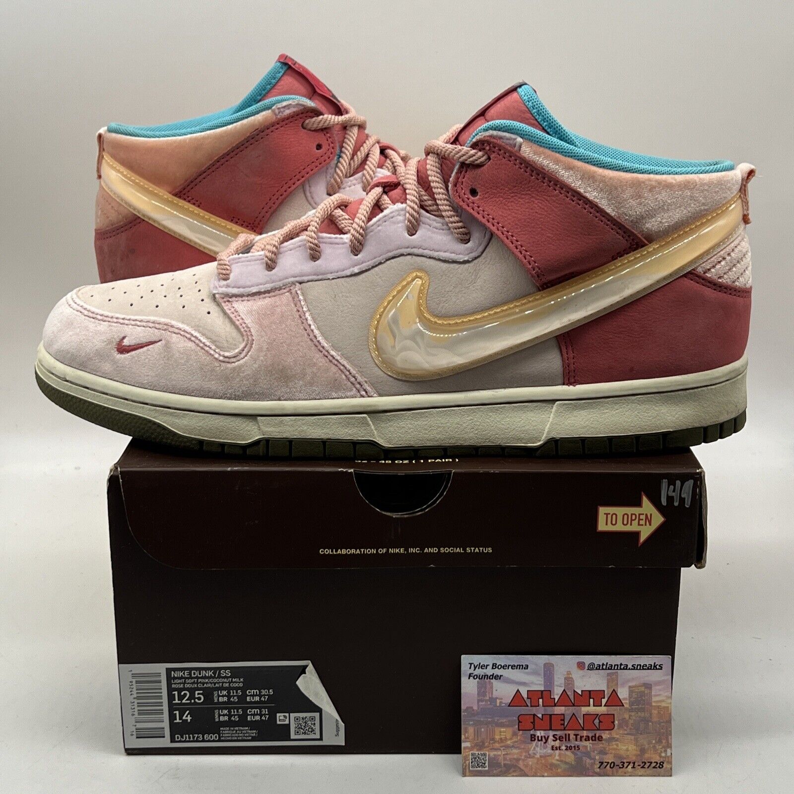 Size 12.5 - Nike Social Status x Dunk Mid Strawberry Milk (DJ1173-600)