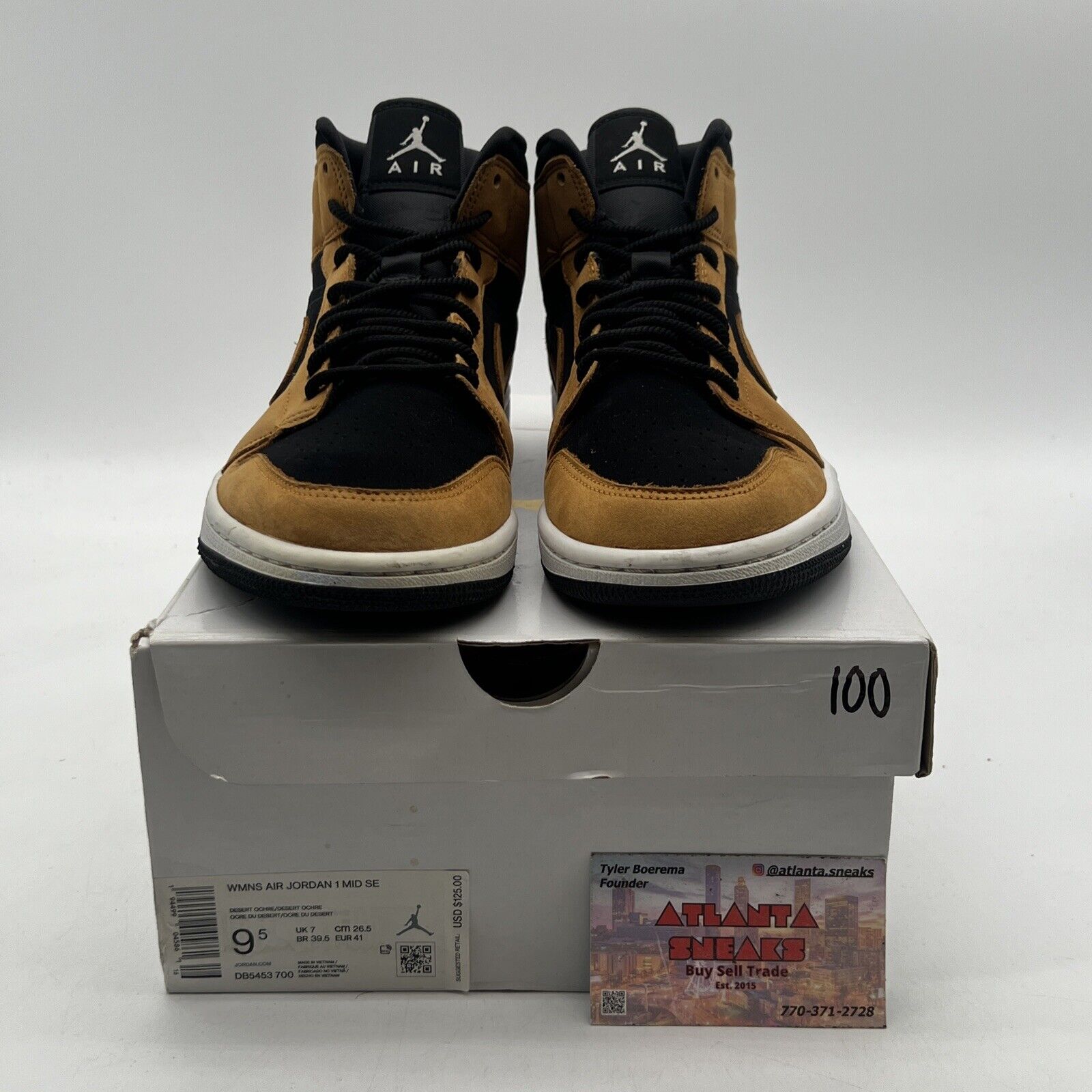 Size 9.5 - Air Jordan 1 SE Mid Desert Ochre W Black Suede White (DB5453-700