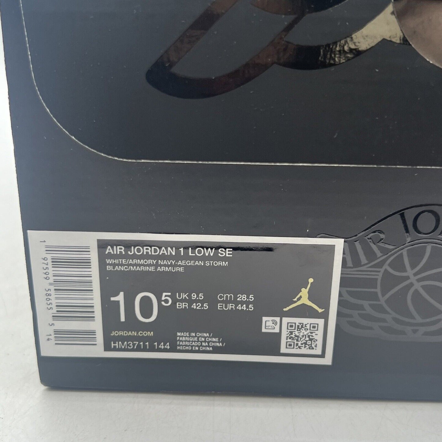 Size 10.5 - Nike Air Jordan 1 Low SE Shoes White Armory Navy (HM3711-144)