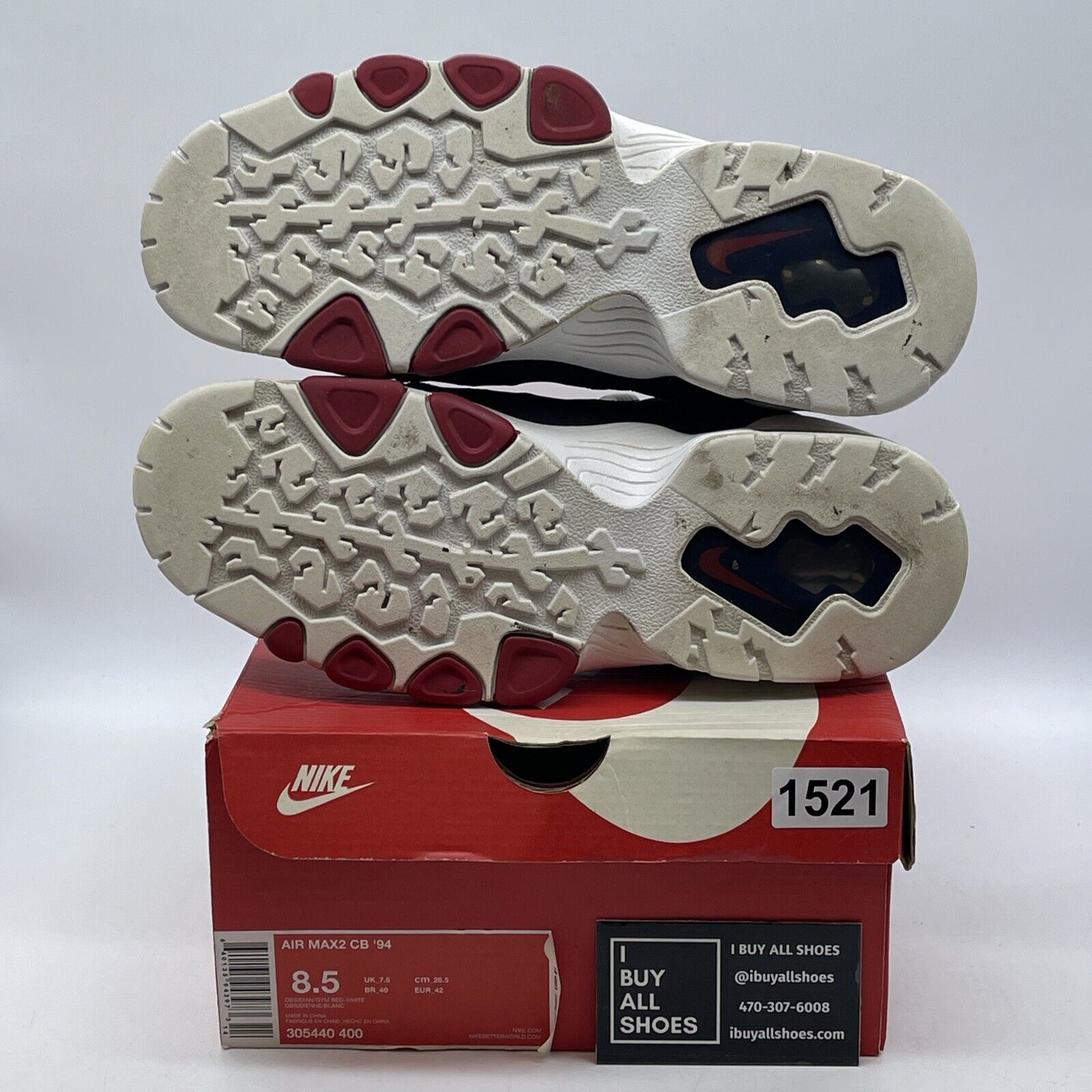 Size 8.5 - Nike Air Max 2 CB 94 Obsidian Blue Red White Suede (305440-400)