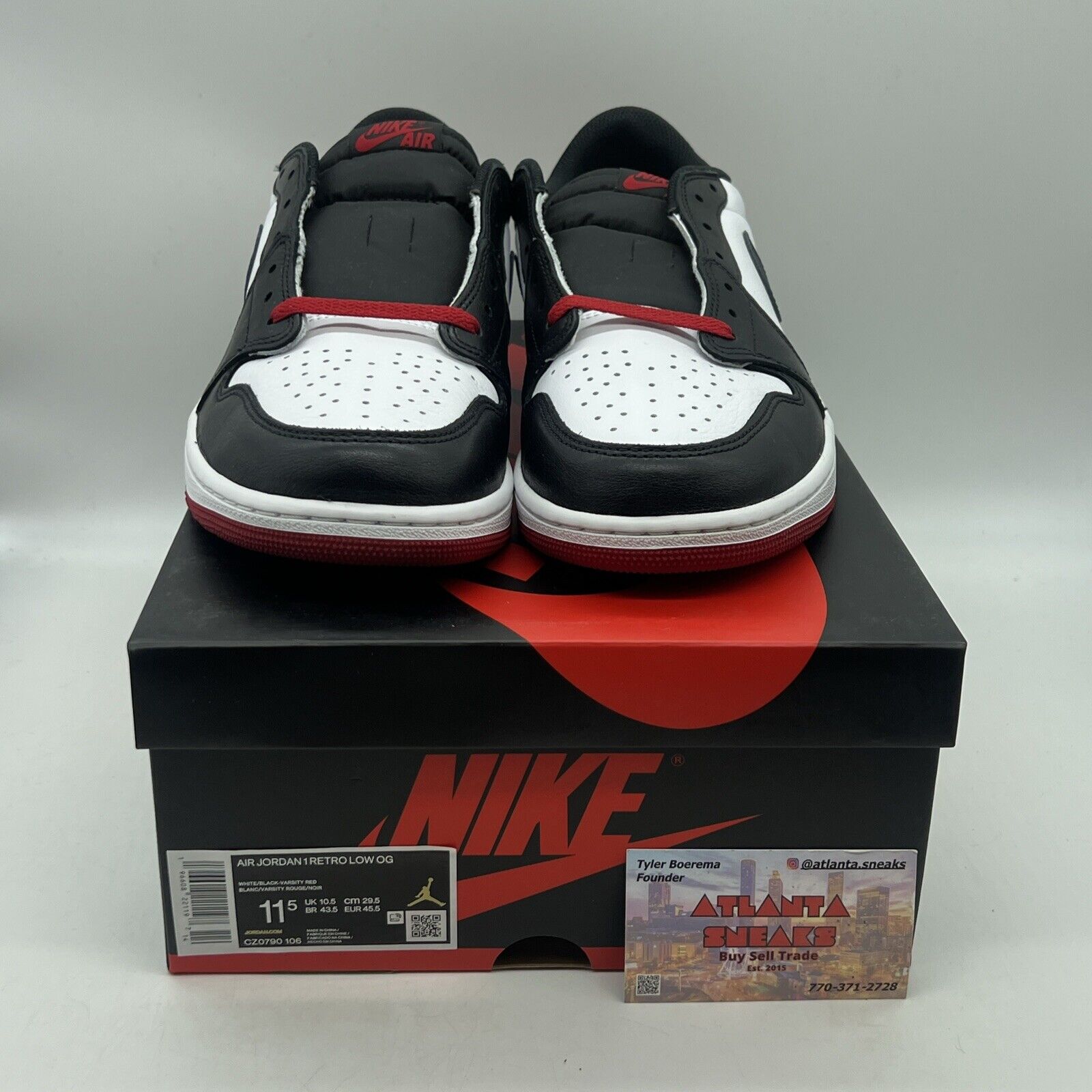 Size 11.5 - Air Jordan 1 Retro OG Black Toe Brand New Og All Black Red White DS