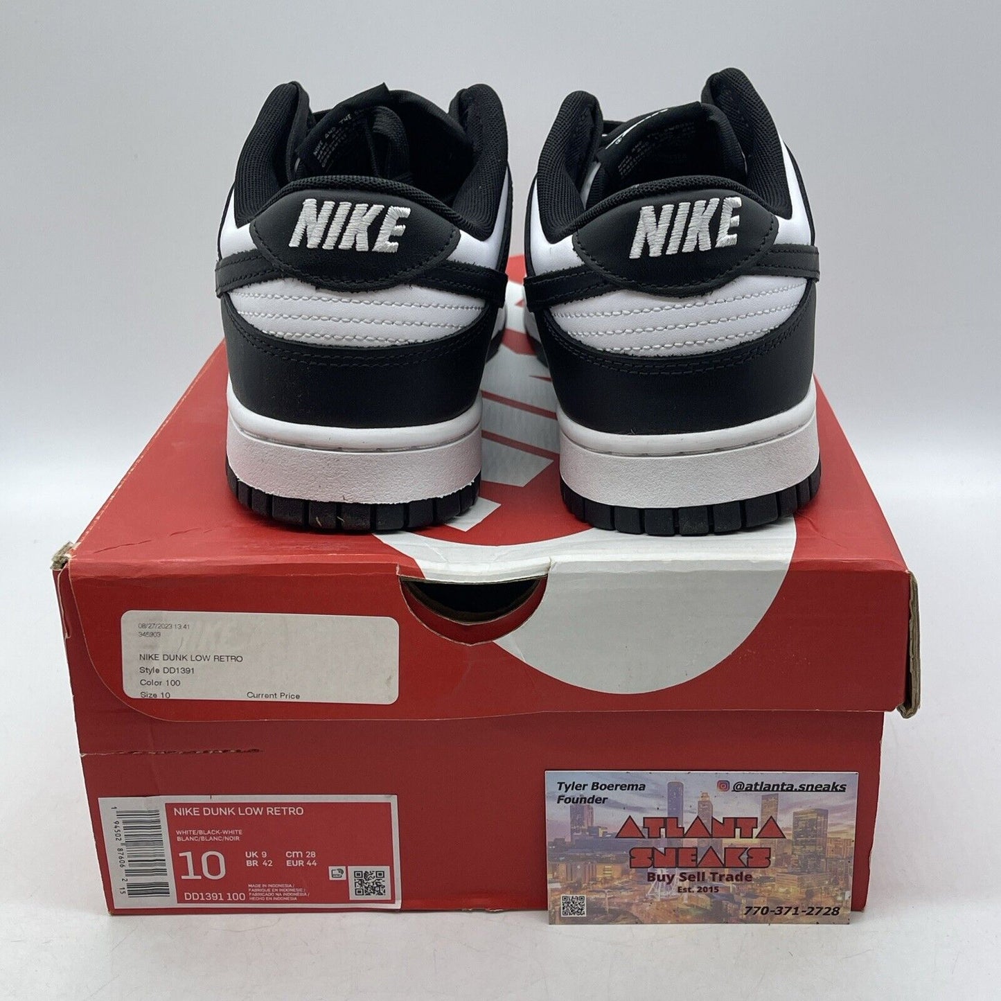 Size 10 - Nike Dunk Low Black White Leather (DD1391-100)