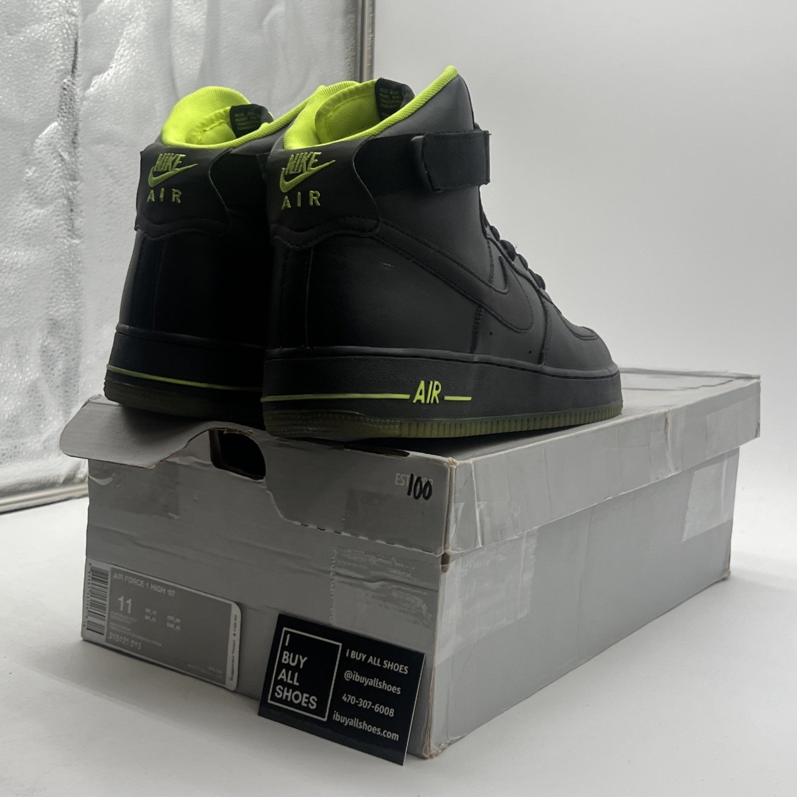 Size 11 - Nike Air Force 1 High Black Volt (315121-013)