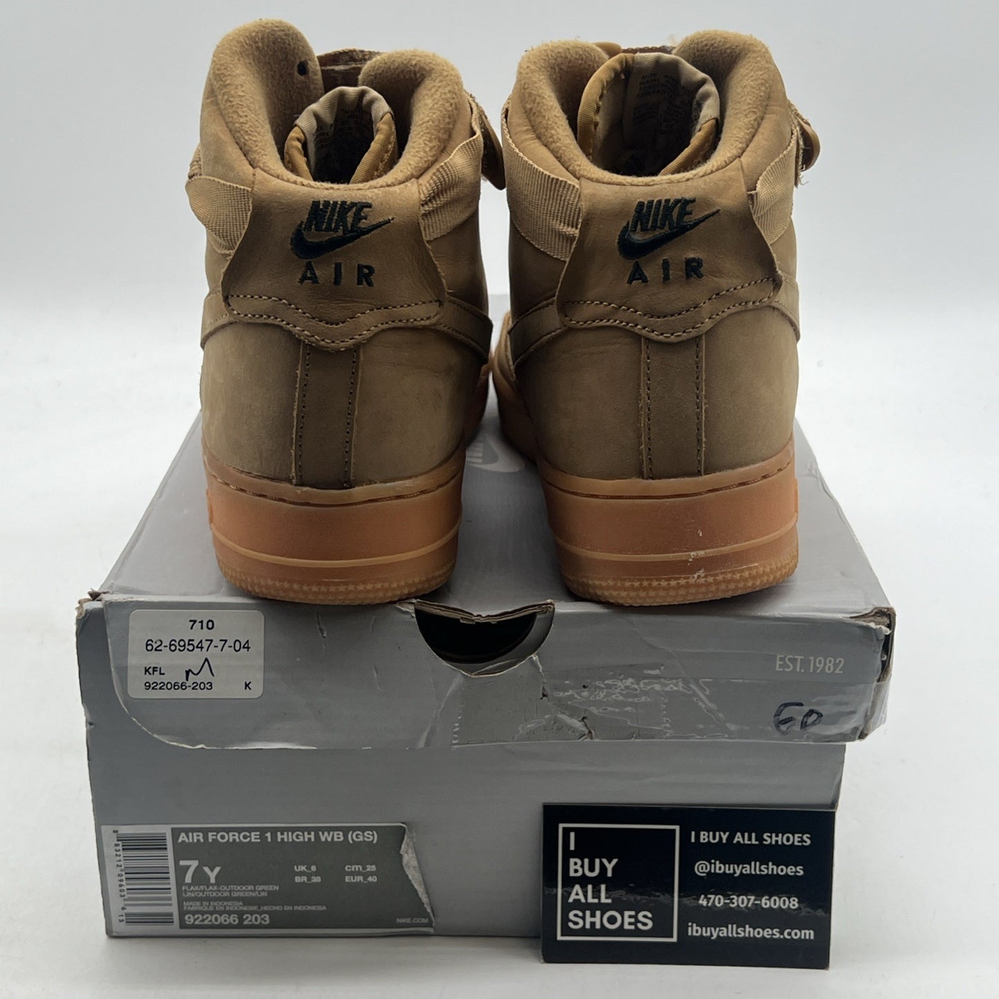 Size 7Y - Nike Air Force 1 WB High Flax (922066-203)