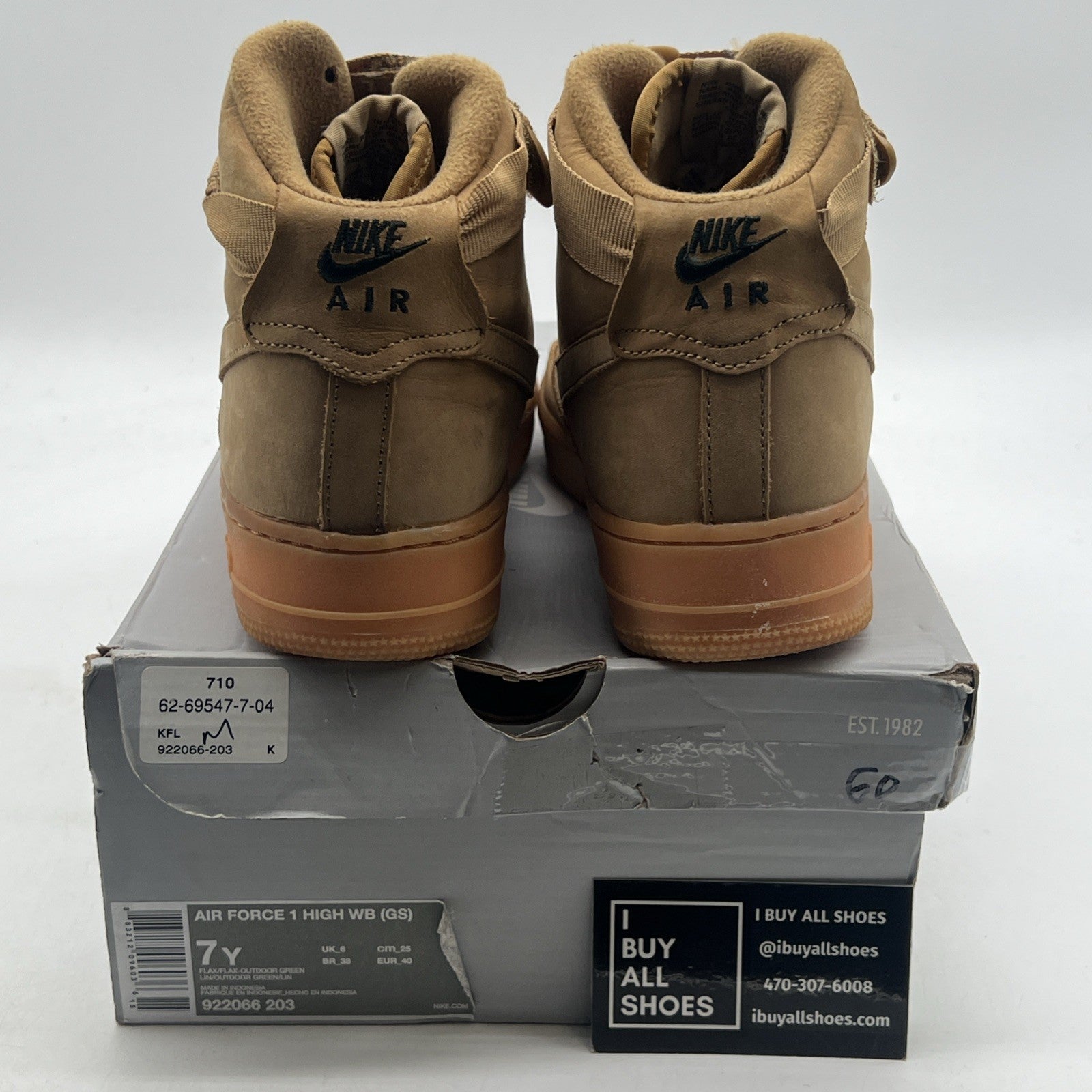 Size 7Y - Nike Air Force 1 WB High Flax (922066-203)