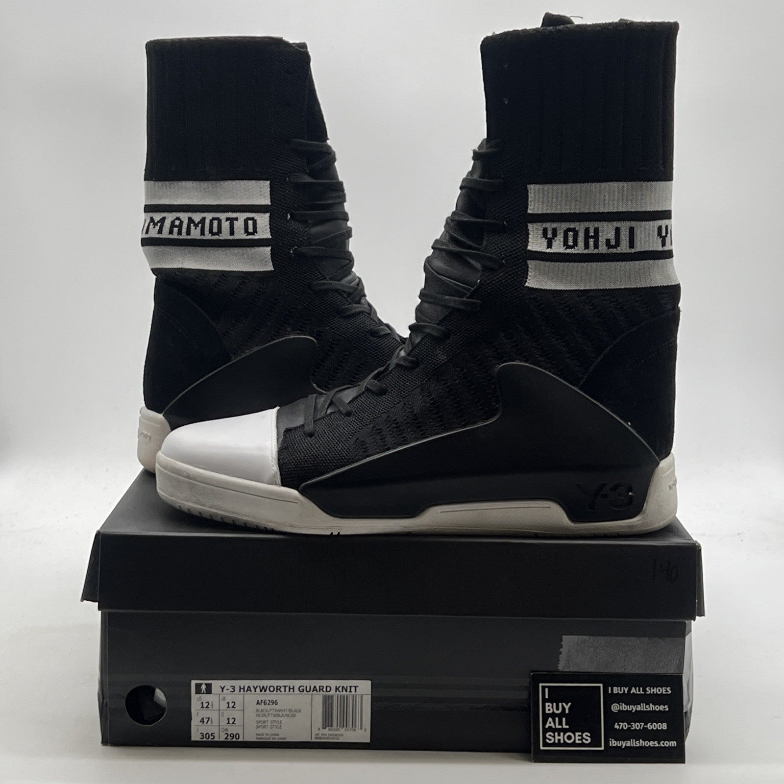 Size 12.5 - Adidas Y-3 Hayworth Guard Knit  BLK WHT (AF6296)