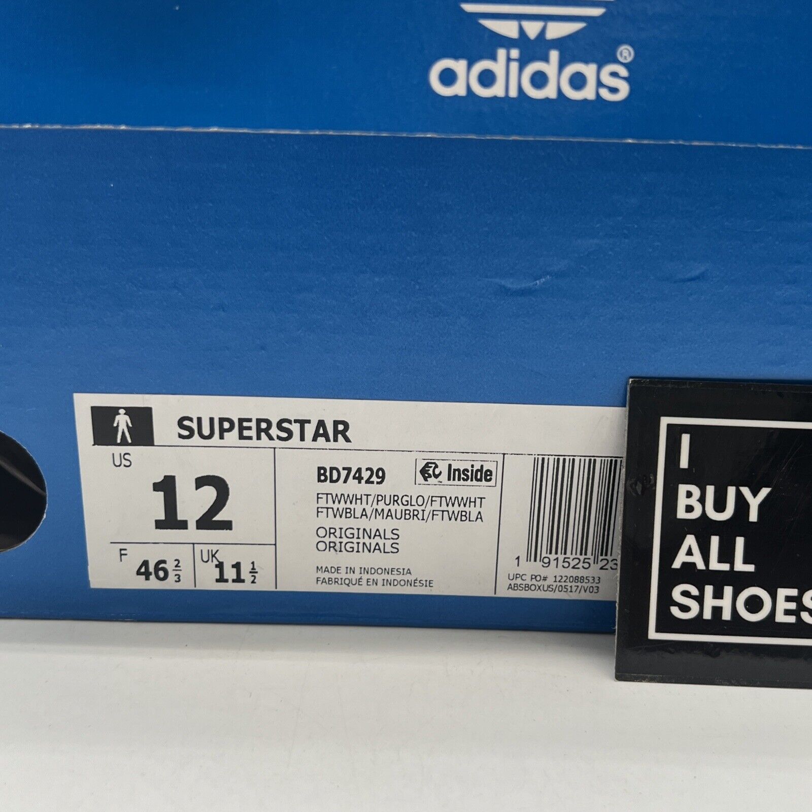 Size 12 - Adidas Superstar Paisley - White Purple Glow (BD7429)