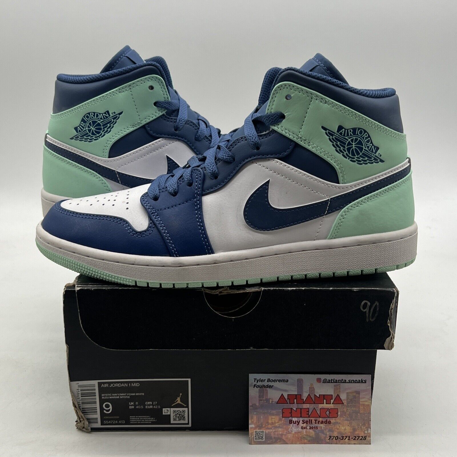 Size 9 - Air Jordan 1 Mid Blue Mint 2022 (554724-413)