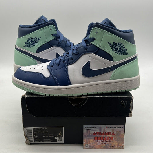 Size 9 - Air Jordan 1 Mid Blue Mint 2022 (554724-413)