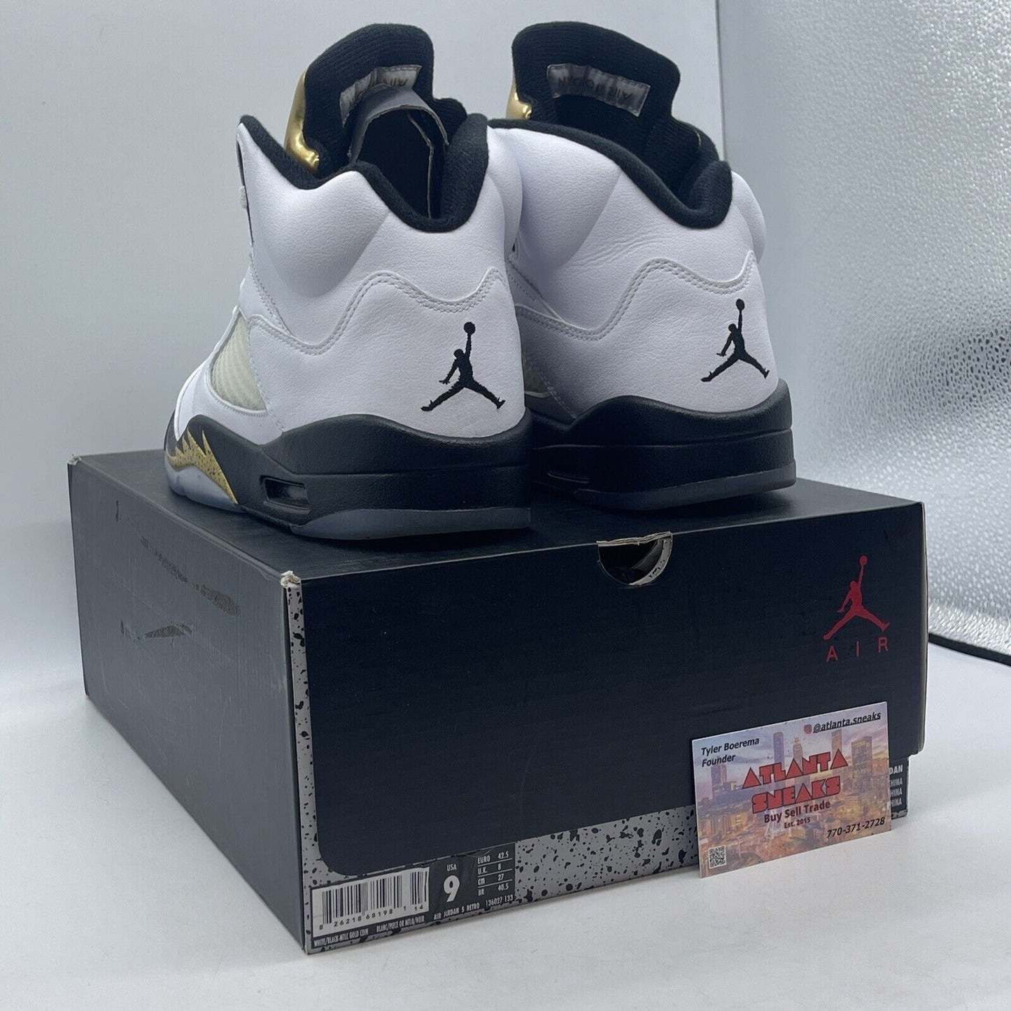 Size 9 - Air Jordan 5 Retro Olympic White Gold Black Leather (136027-133)