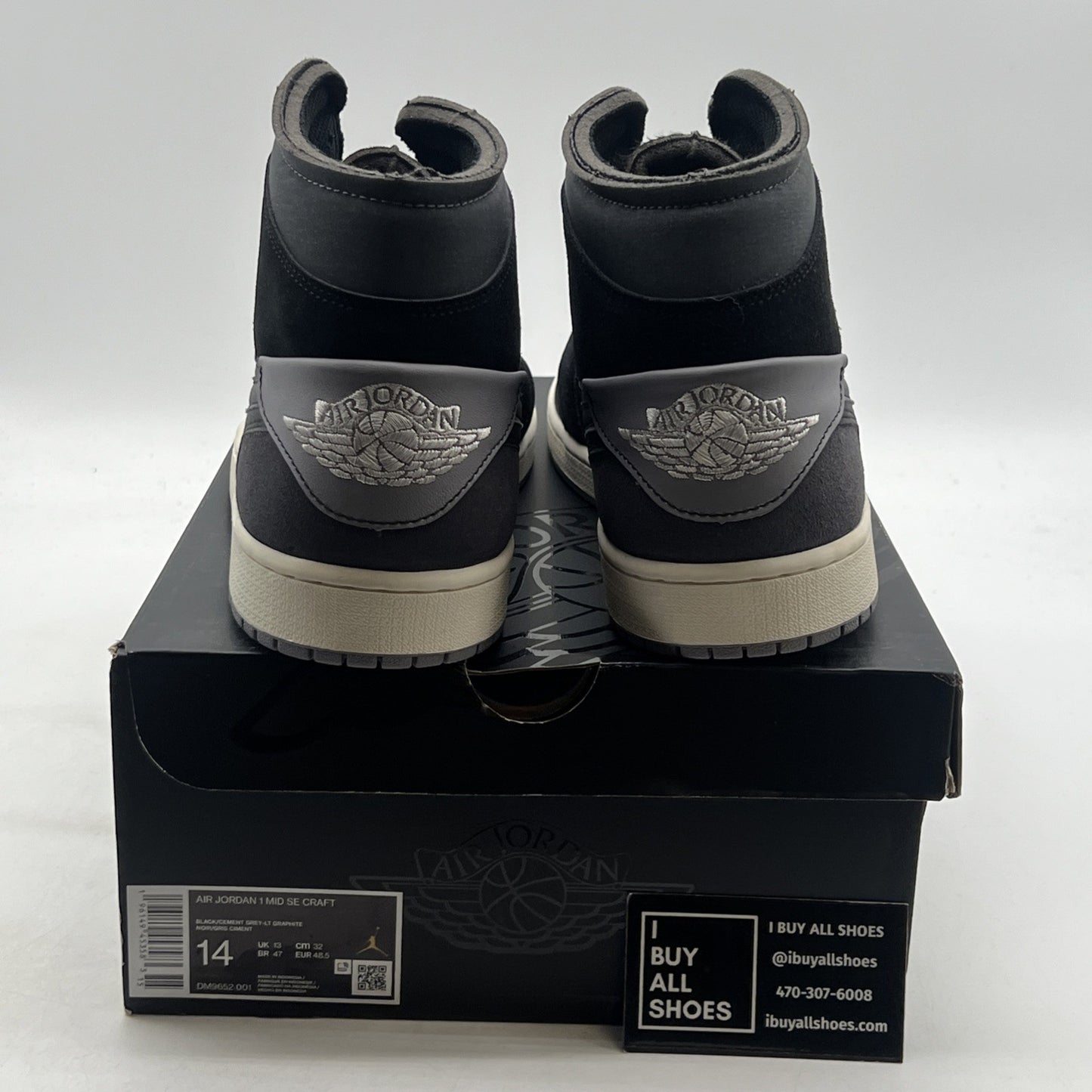 Size 14 - Air Jordan 1 SE Craft Mid Inside Out - Black (DM9652-001)