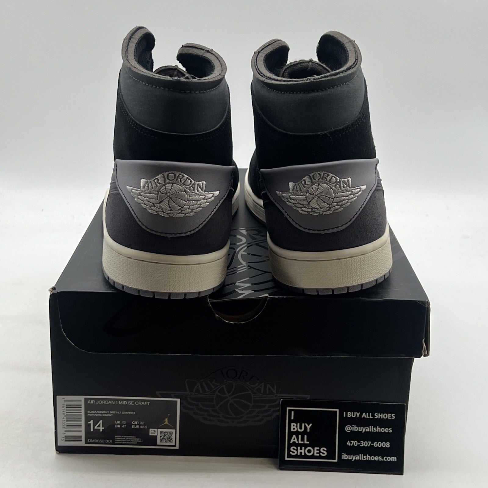 Size 14 - Air Jordan 1 SE Craft Mid Inside Out - Black (DM9652-001)