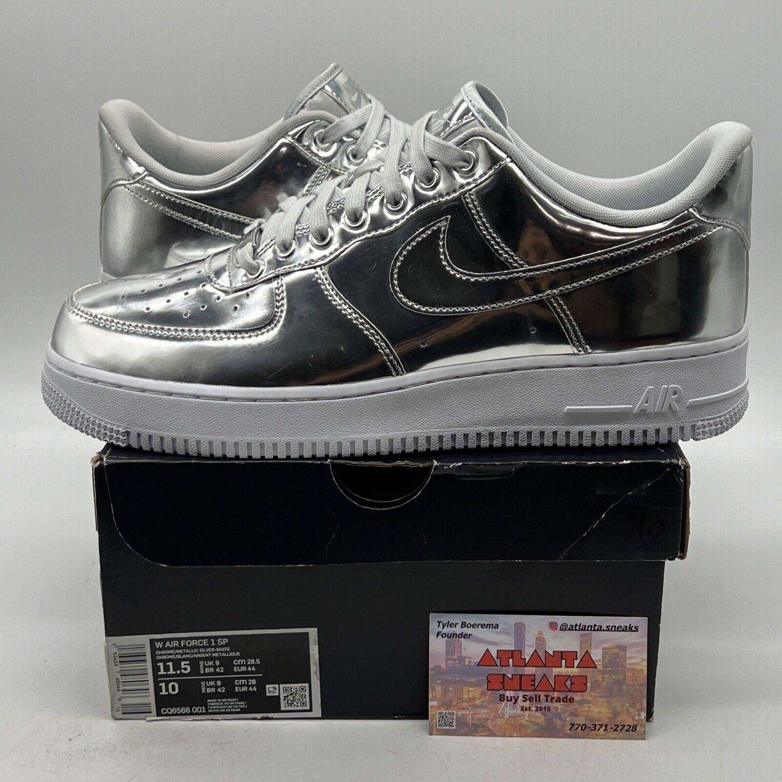 Size 11.5 - Nike Air Force 1 SP Liquid Metal - Chrome W White (CQ6566-001)