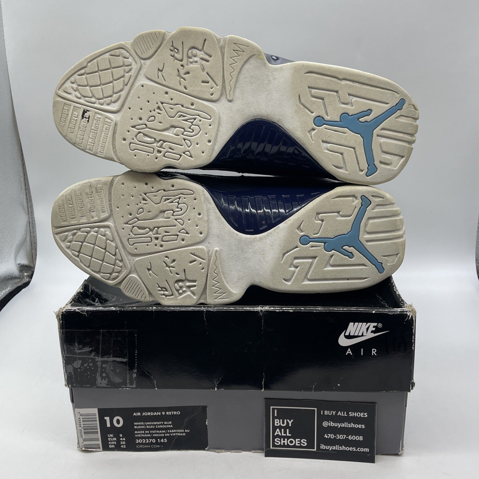 Size 10 - Air Jordan 9 Retro UNC Blue White Leather (302370-145)