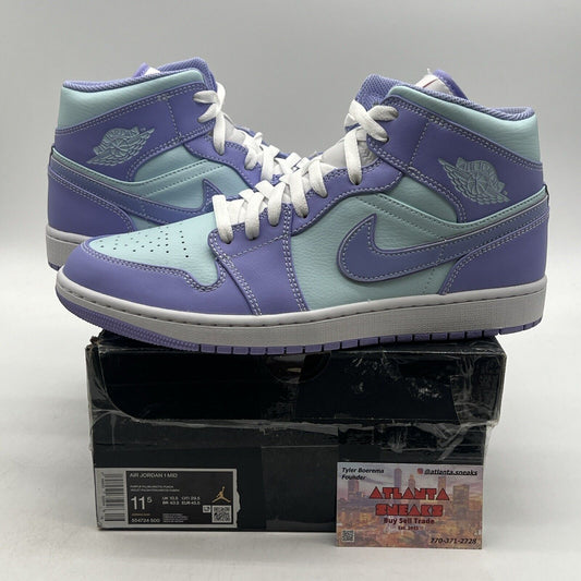 Size 11.5 - Air Jordan 1 Mid Purple Pulse Leather White (554724-500)