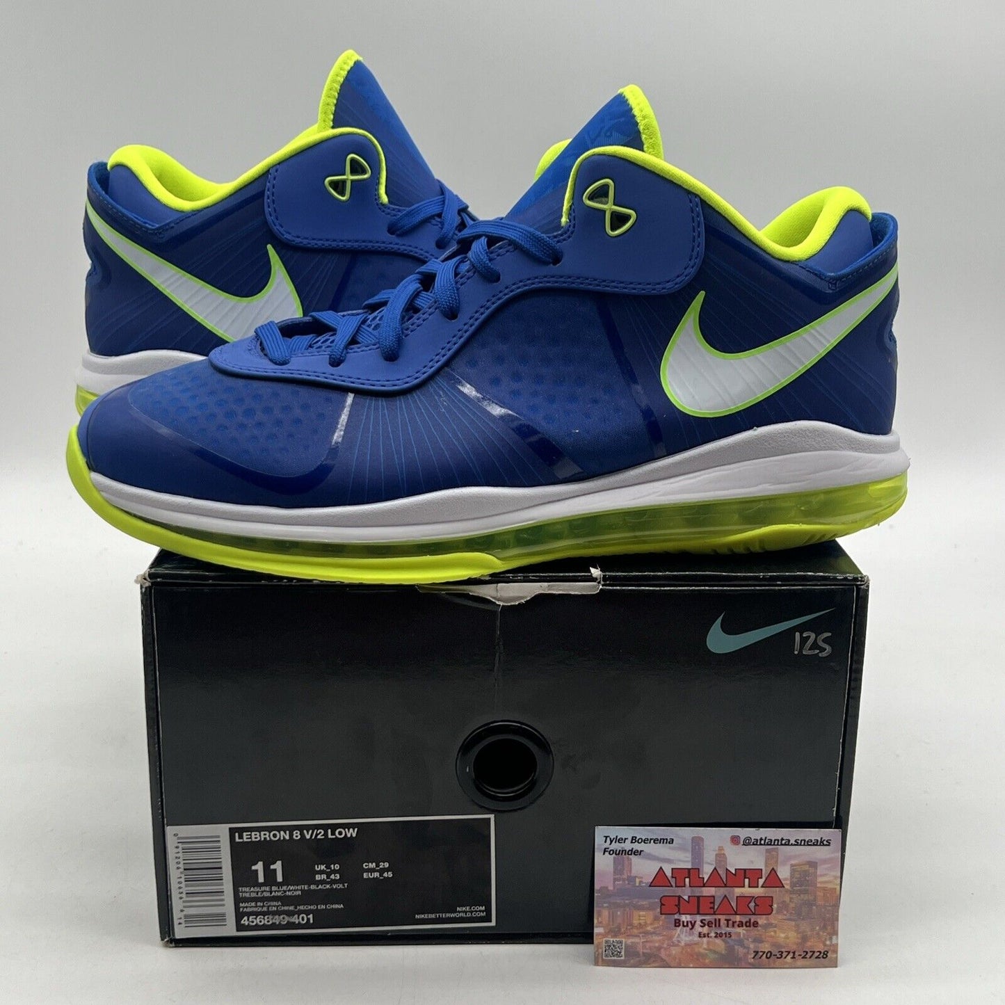 Size 11 - Nike LeBron 8 V/2 2011 Low Sprite White Blue (456849-401)