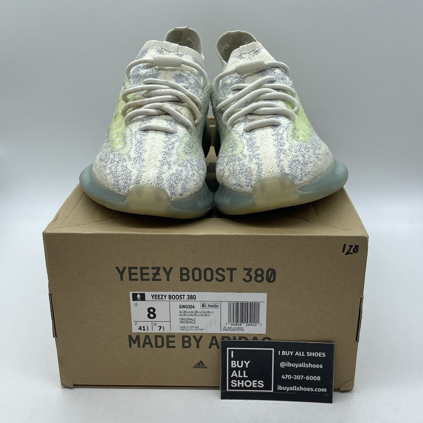 Size 8 - adidas Yeezy Boost 380 Alien Blue White Suede (GW0304)