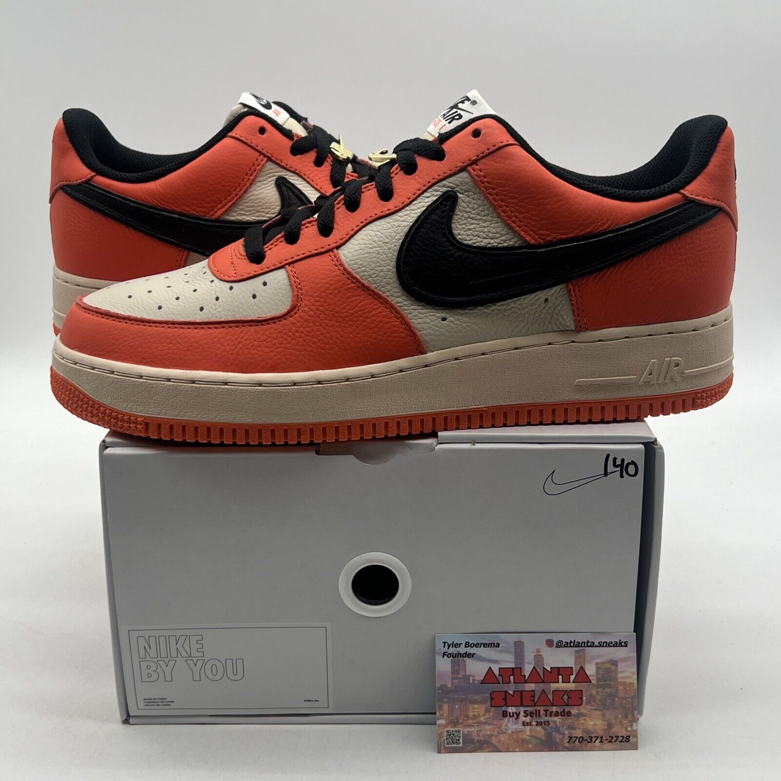 Size 11.5 - NIKE AIR FORCE 1 LOW ID NIKE BY YOU ORANGE Black Tan (DJ7015-991)