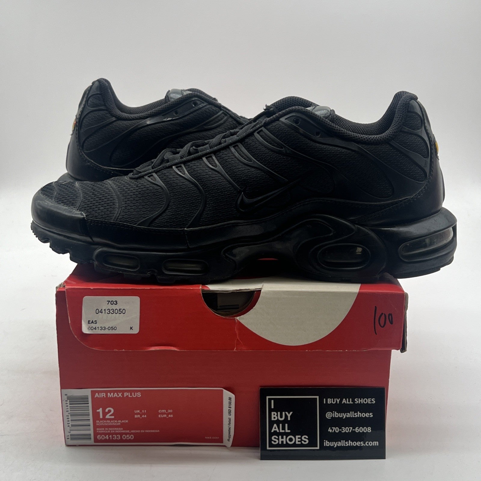 Size 12 - Nike Air Max Plus Low Triple Black (604133-050)