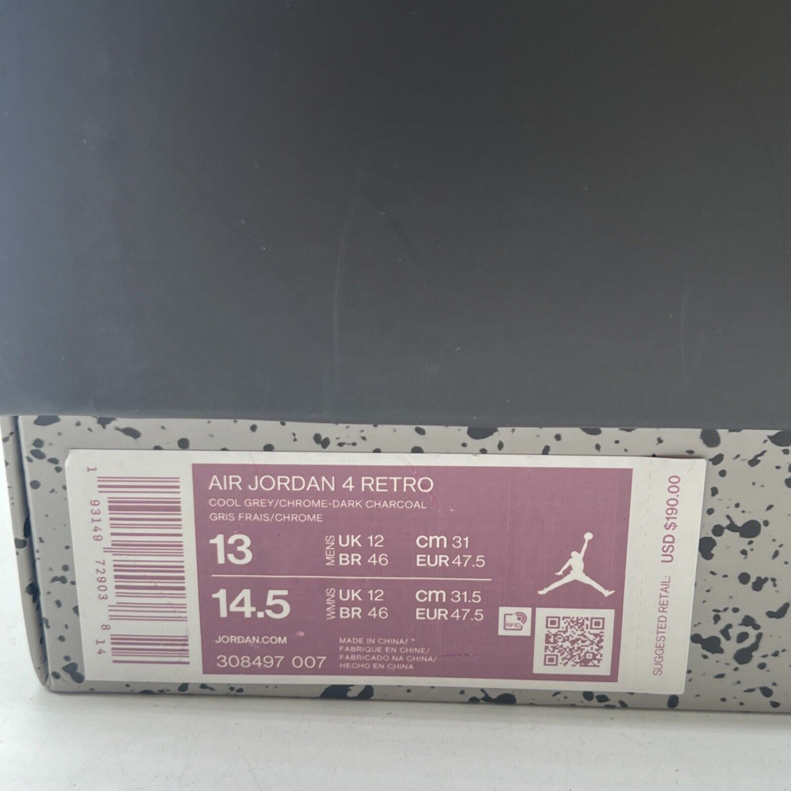Size 13 - Air Jordan 4 Retro Low Cool Grey (308497-007)