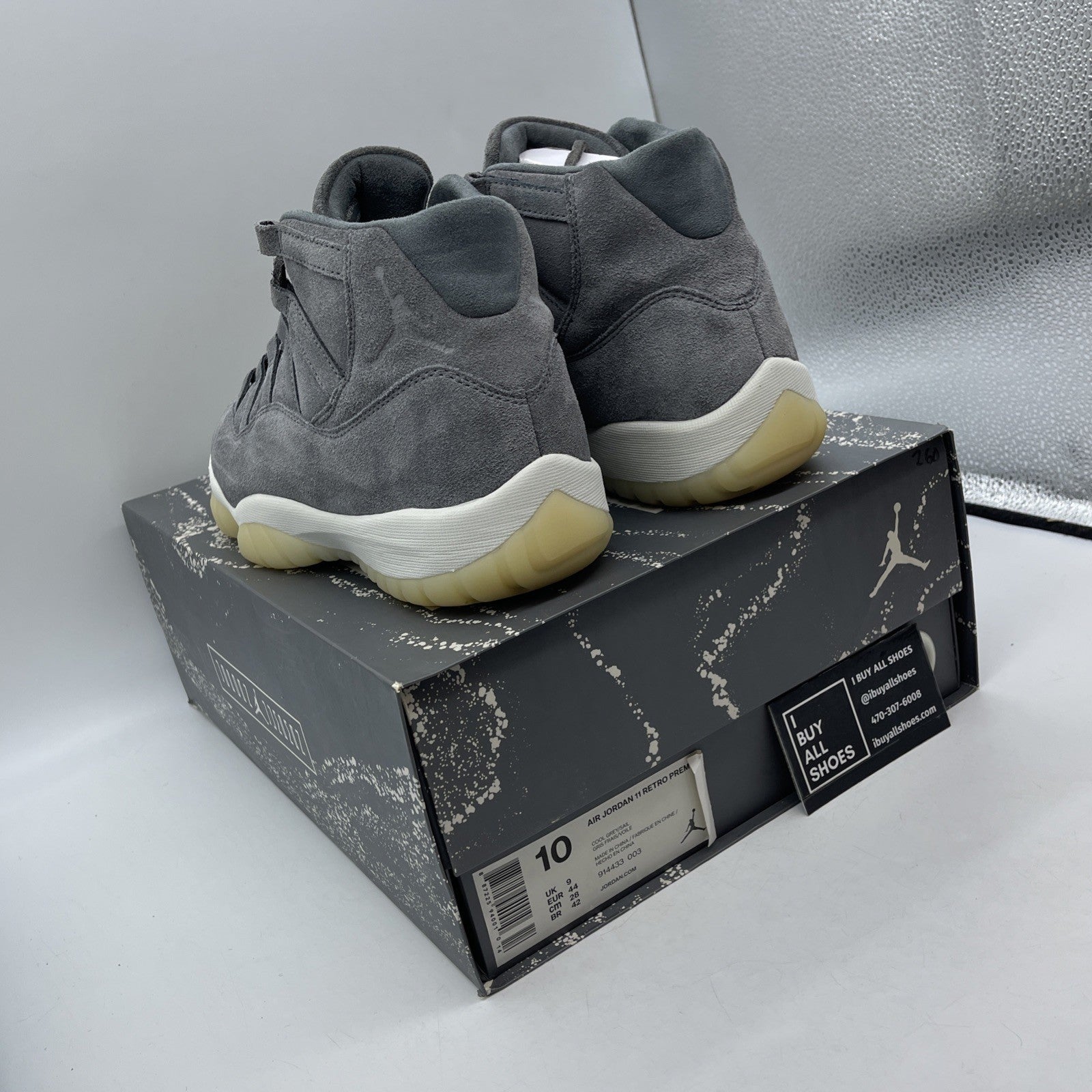 Size 10 - Air Jordan 11 Retro Premium Grey Suede (914433-003)