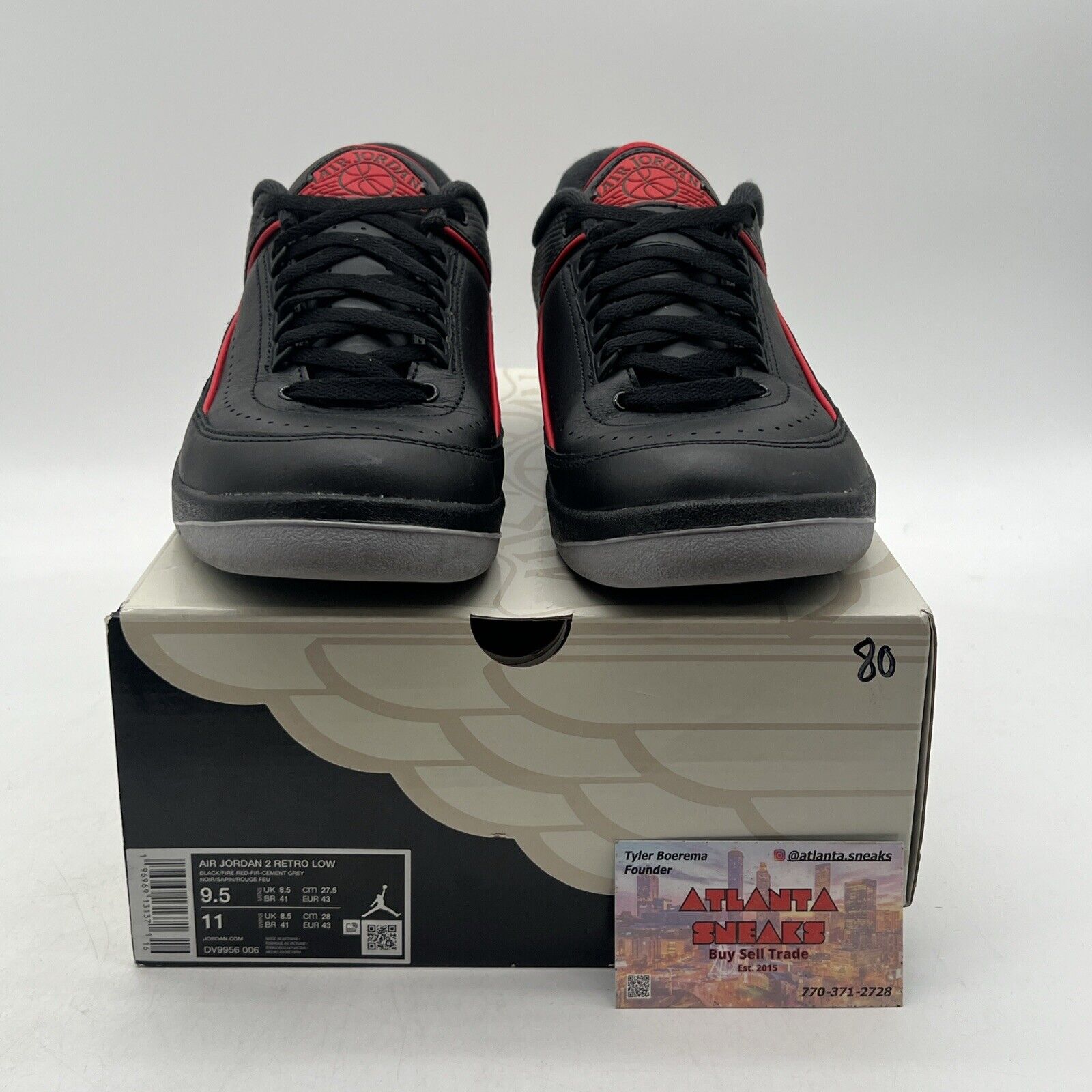 Size 9.5 - Air Jordan 2 Retro Low Christmas Red Green Black Leather (DV9956-006)