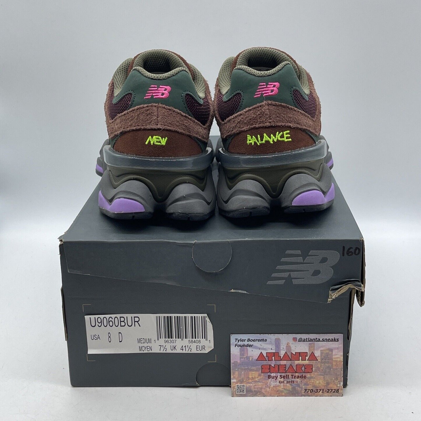 Size 8 - New Balance 9060 Burgundy Pink Brown Green Suede (U9060BUR)