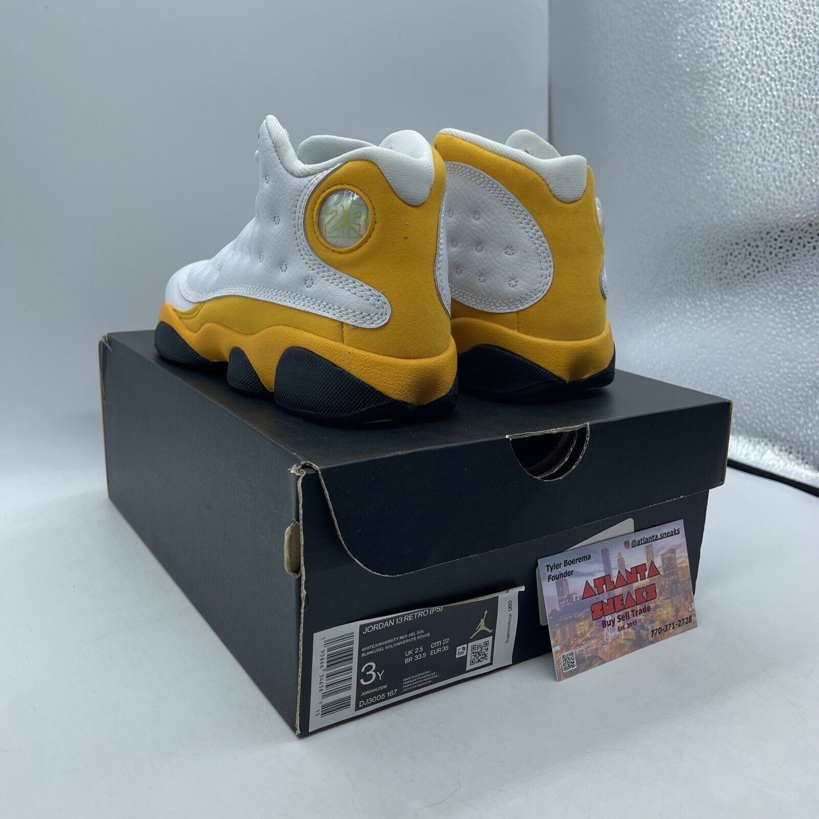 Size 3Y (GS) - Jordan 13 Retro Mid Del Sol Yellow Black White Suede (DJ3005-167)