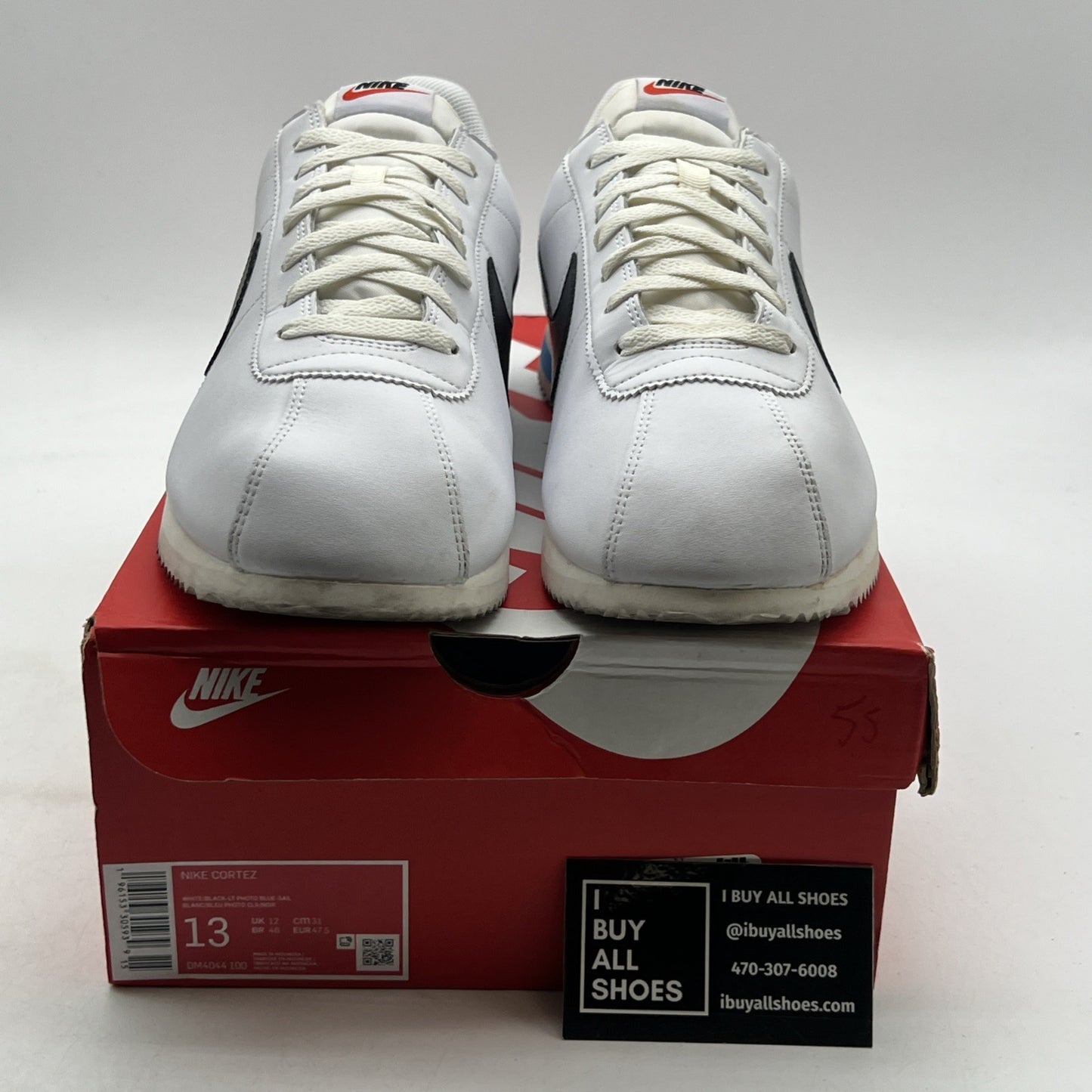 Size 13 - Nike Cortez White Black Blue (DM4044-100)
