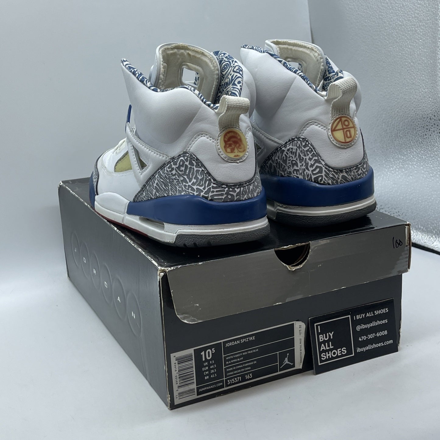 Size 10.5 - Jordan Spizike True Blue White Grey Suede Leather (315371-163)