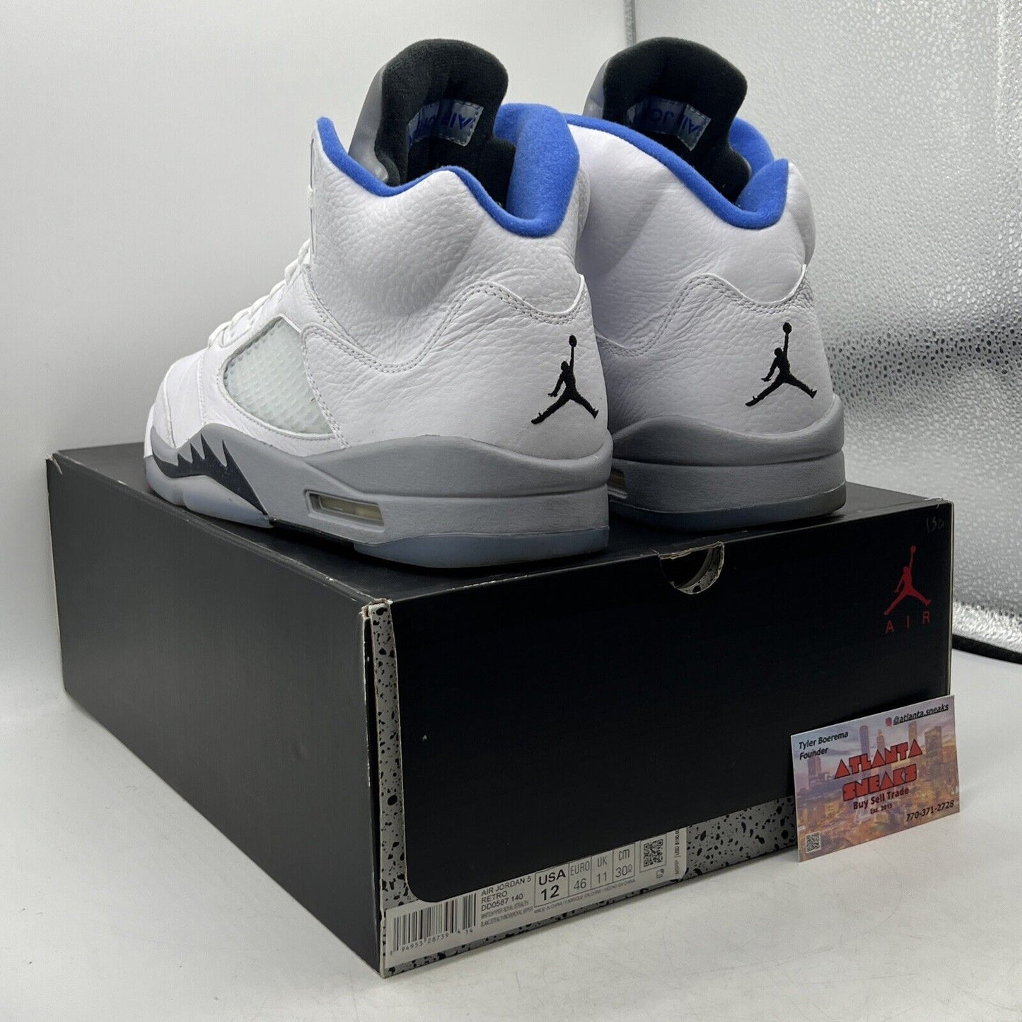 Size 12 - Air Jordan 5 Retro Stealth 2.0 Blue White Grey Leather (DD0587-140)