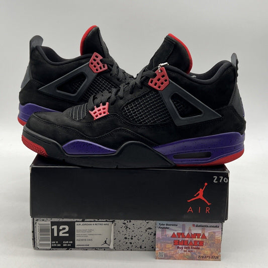 Size 12 - Jordan 4 Retro NRG Raptors 2018 Purple Red Black Suede (AQ3816-065)