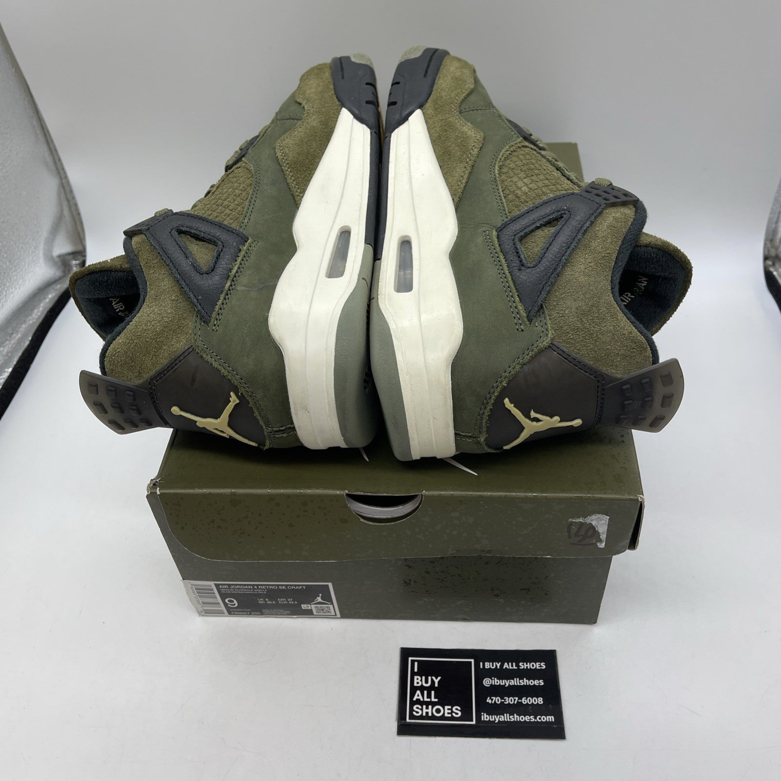 Size 9 - Jordan 4 SE Retro Low Craft - Olive Green Black Suede (FB9927-200)