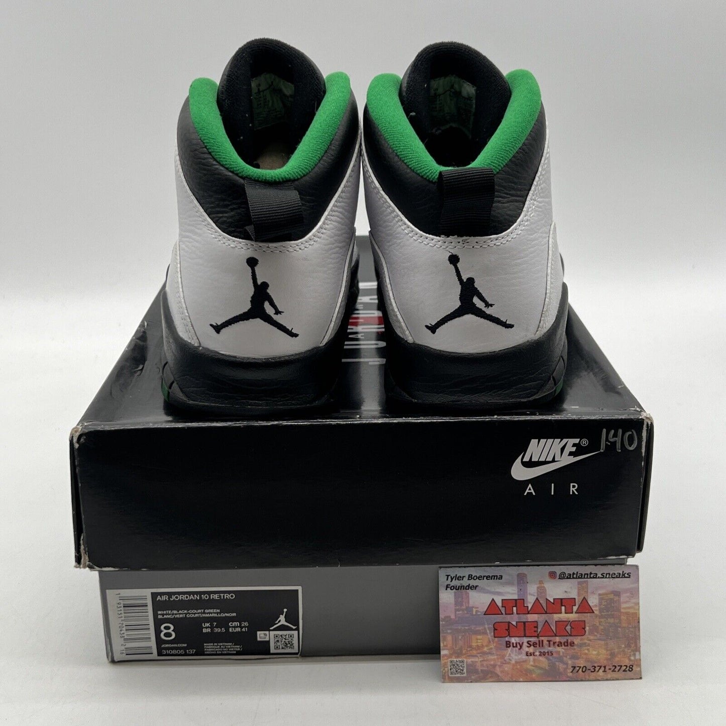 Size 8 - Air Jordan 10 Retro 2019 Seattle Black White Leather Green (310805-137)