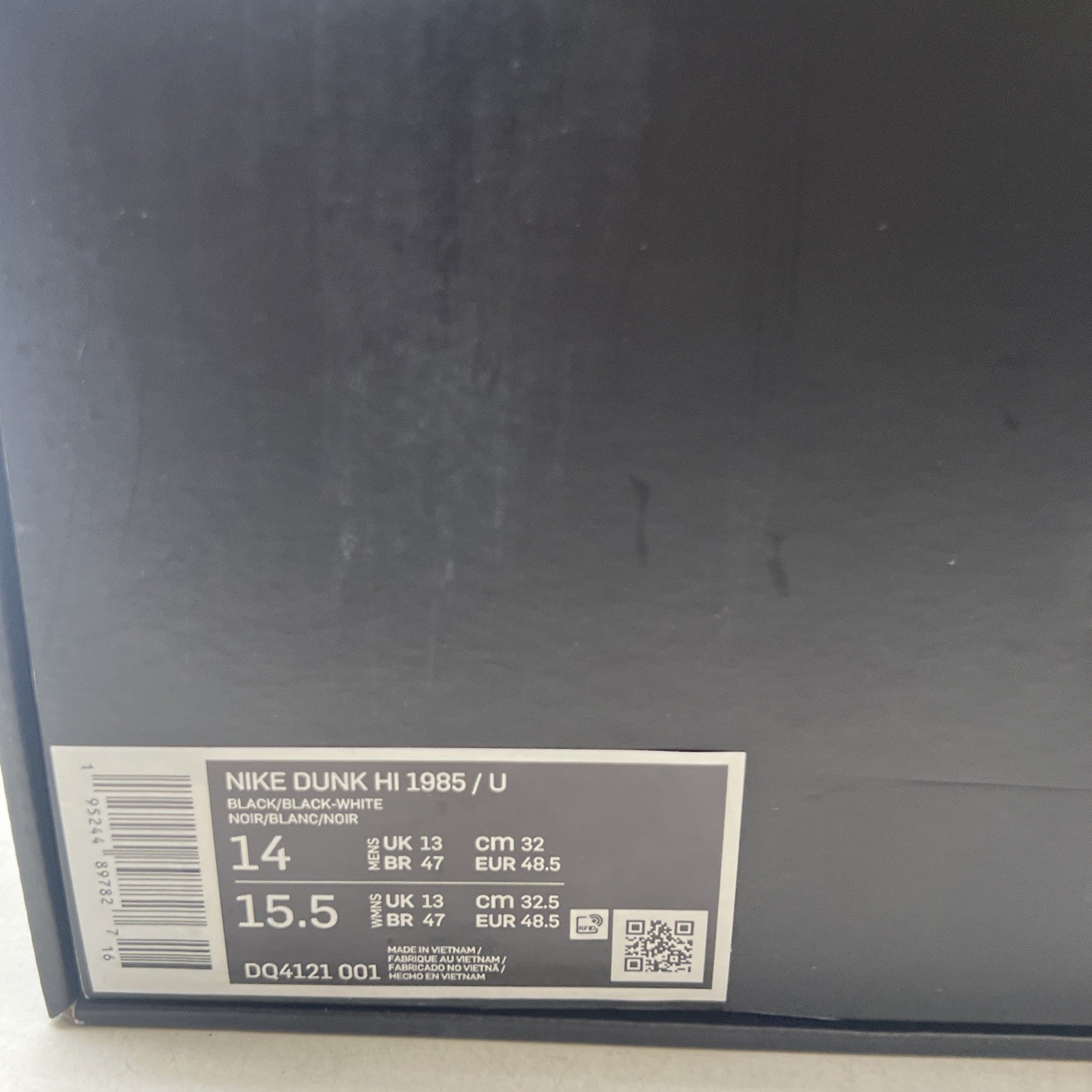 Size 14 - Nike Undercover x Dunk 1985 High Chaos - Black (DQ4121-001)