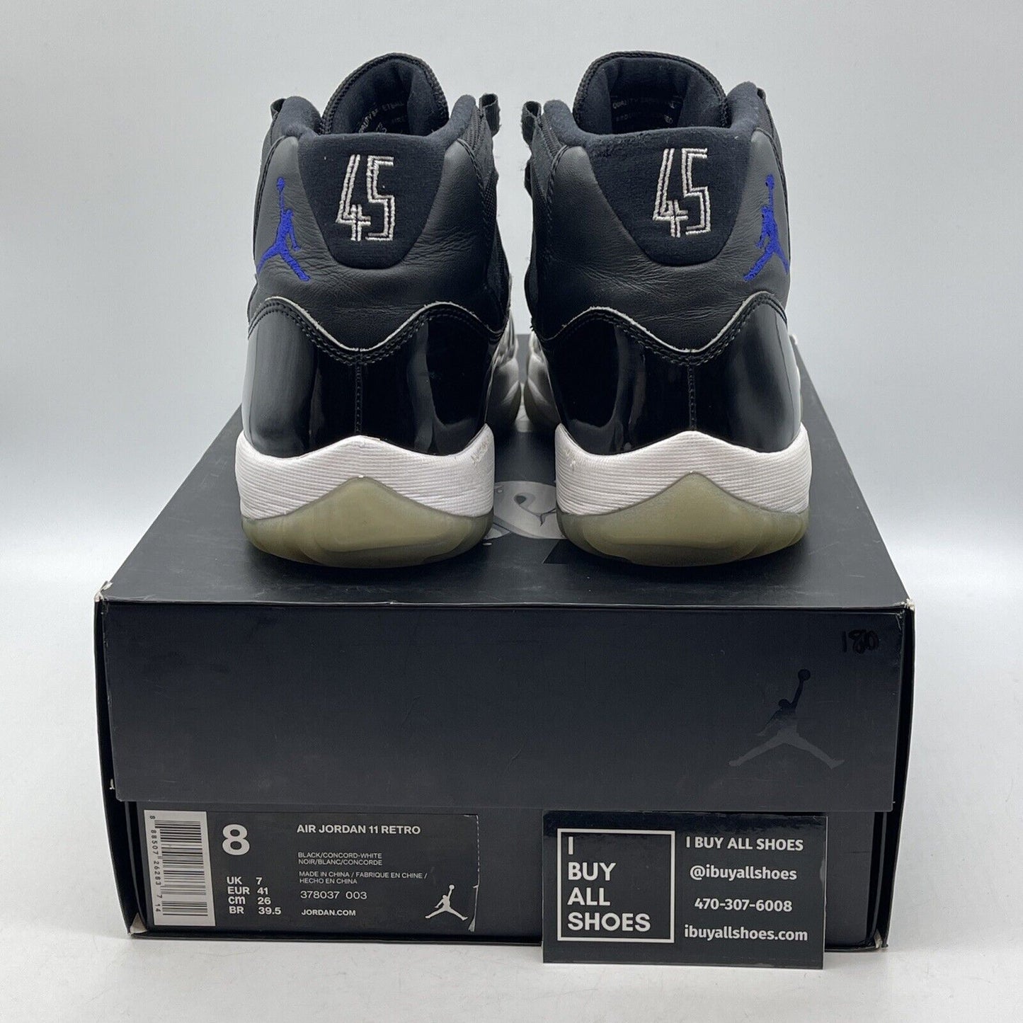 Size 8 - Jordan 11 Retro High Space Jam Black Blue Leather Suede (378037-003)