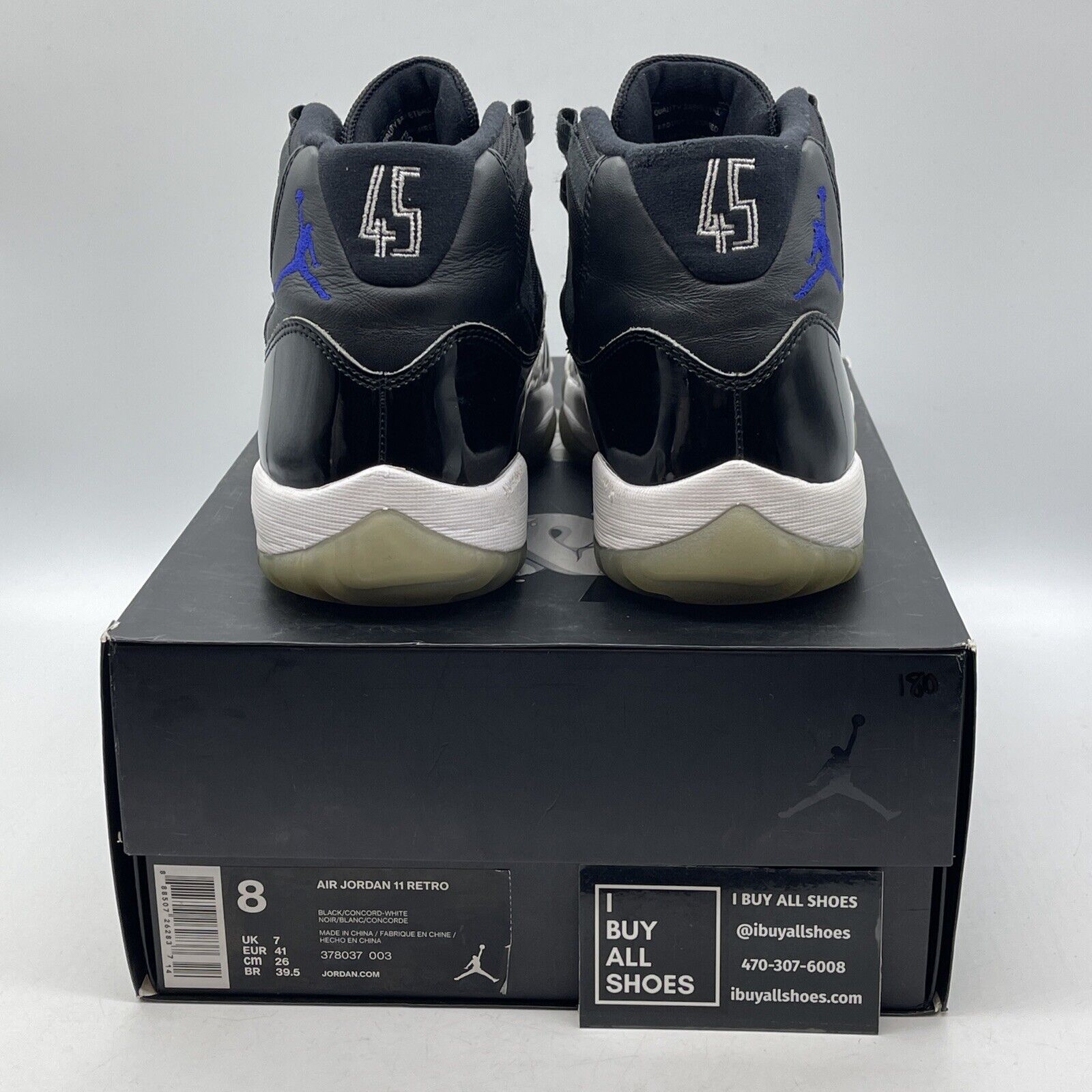Size 8 - Jordan 11 Retro High Space Jam Black Blue Leather Suede (378037-003)