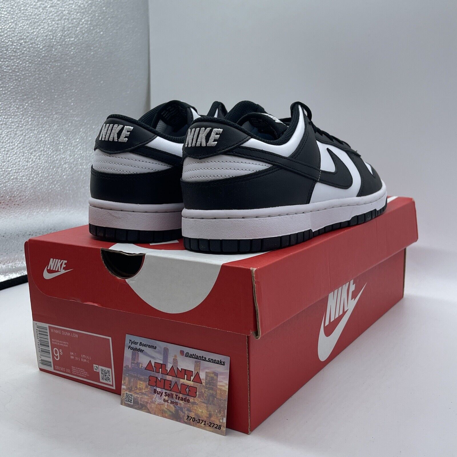 Size 9.5W - Nike Dunk Low Black White Leather (DD1503-101)