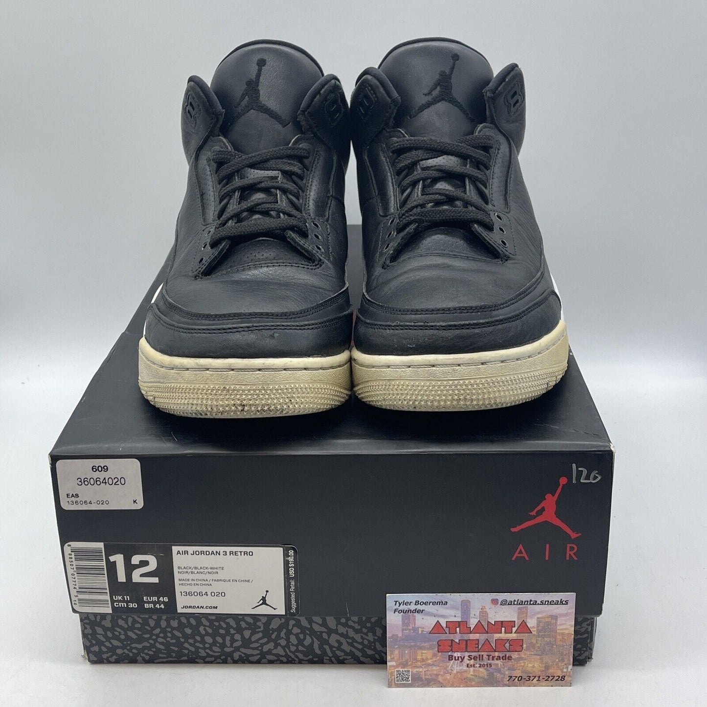 Size 12 - Air Jordan 3 Retro Cyber Monday White Black Leather (136064-020)