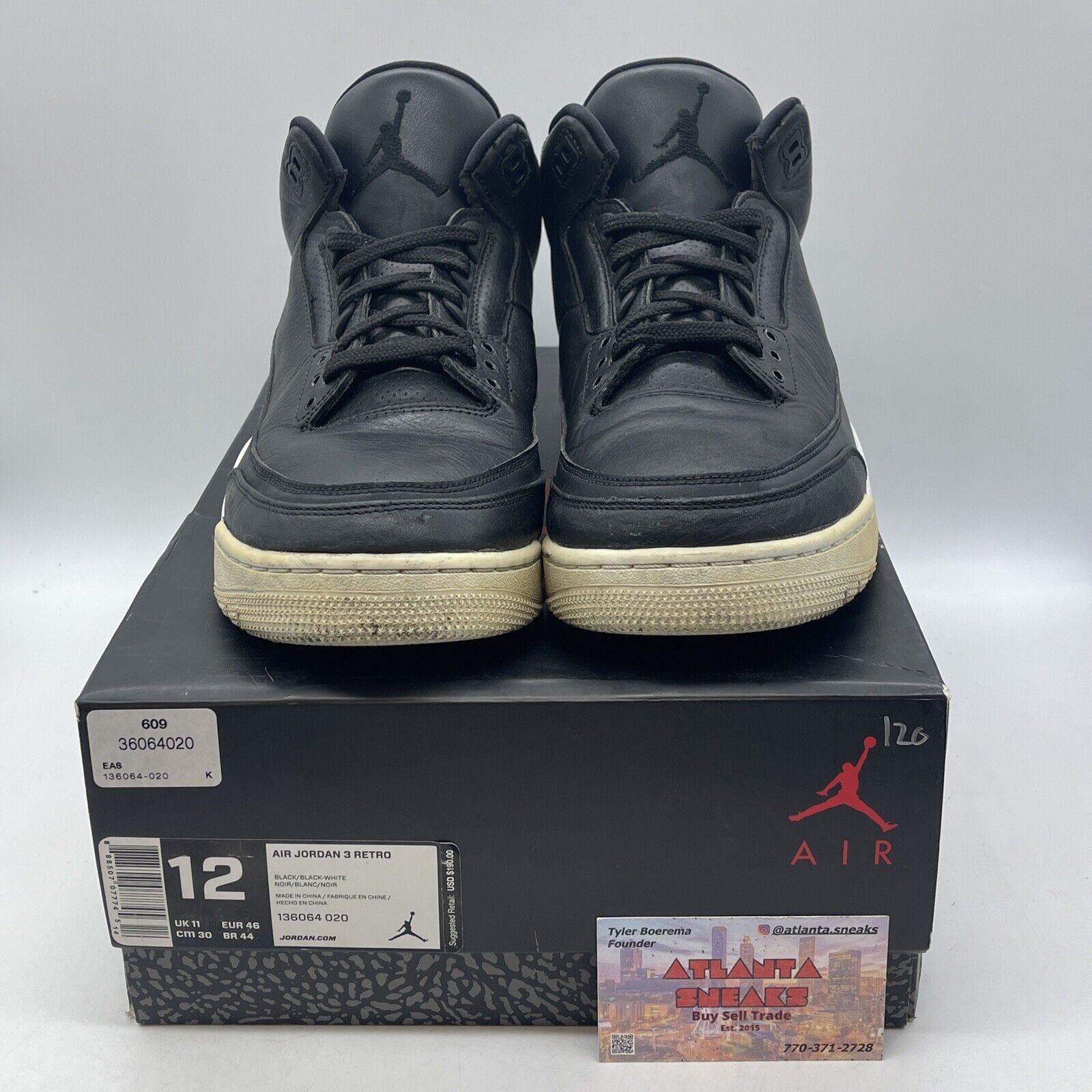 Size 12 - Air Jordan 3 Retro Cyber Monday White Black Leather (136064-020)
