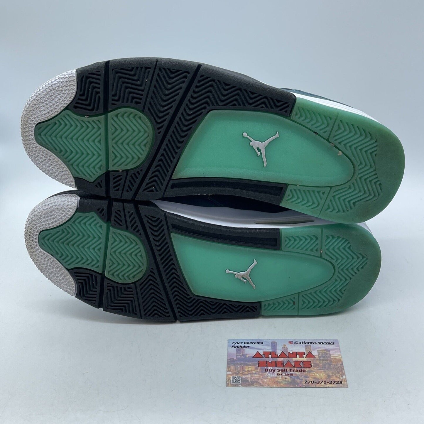 Size 10 - Air Jordan 4 Retro Teal Blue Black White Leather (705331-330)